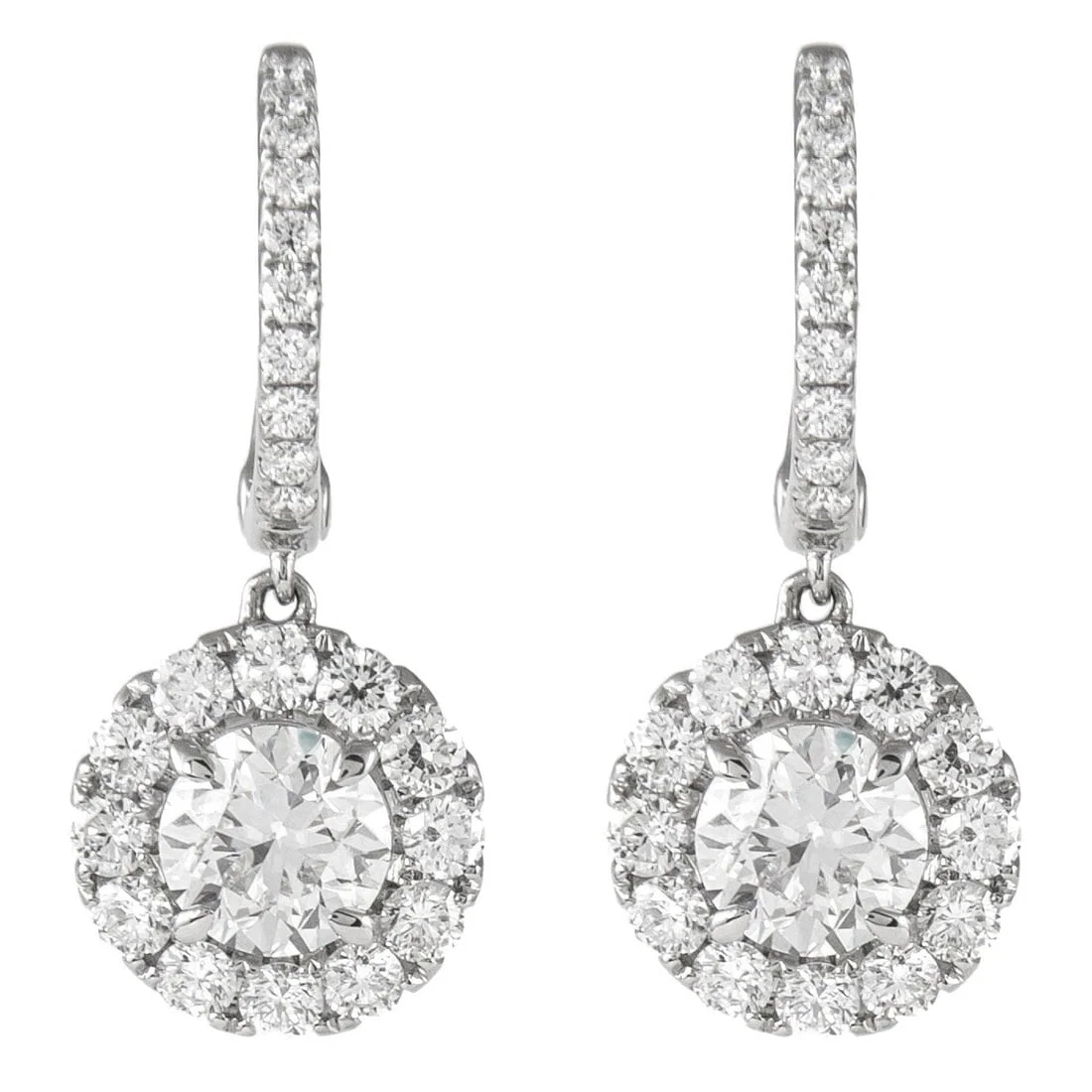 GIA 4.96ct Round Diamond Earrings 18k White Gold