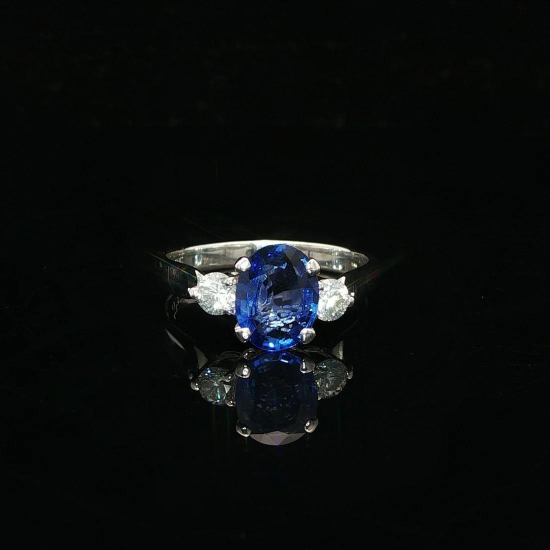 GIA Certified 1.81ct Oval Blue Sapphire Diamond Platinum Cocktail Ring