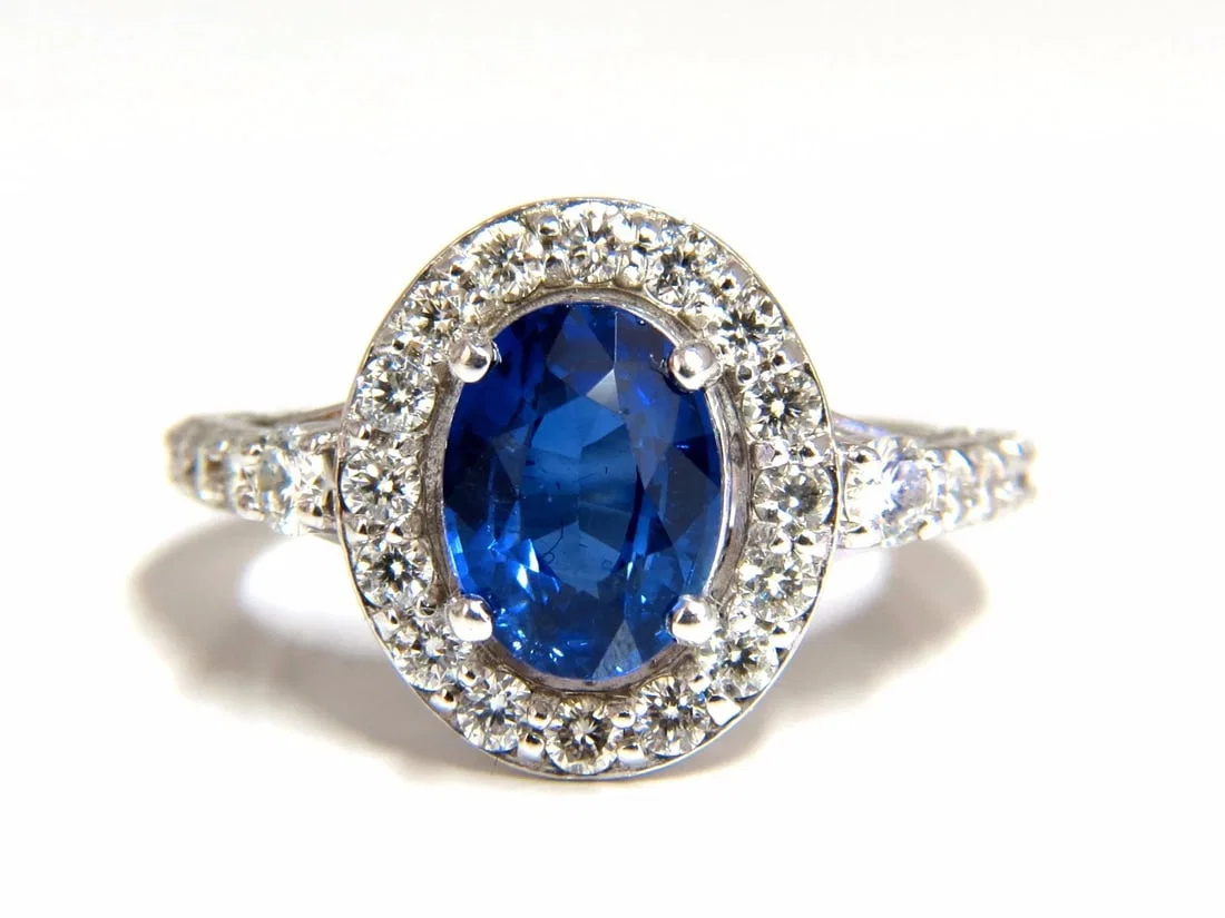 GIA Certified 3.38ct natural royal blue sapphire ring halo cluster *v