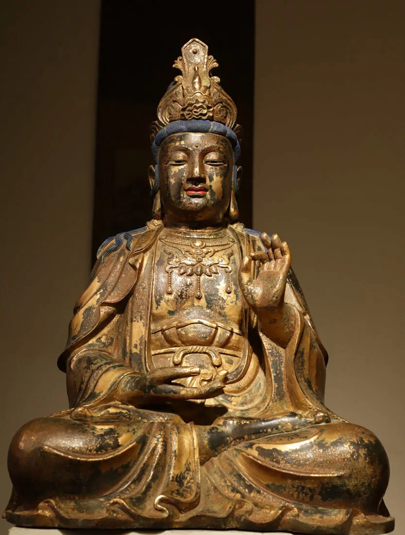 GILDED BRONZE OF THE MING DYNASTY, THE BODHISATTVA MAHASTHAMAPRAPTA