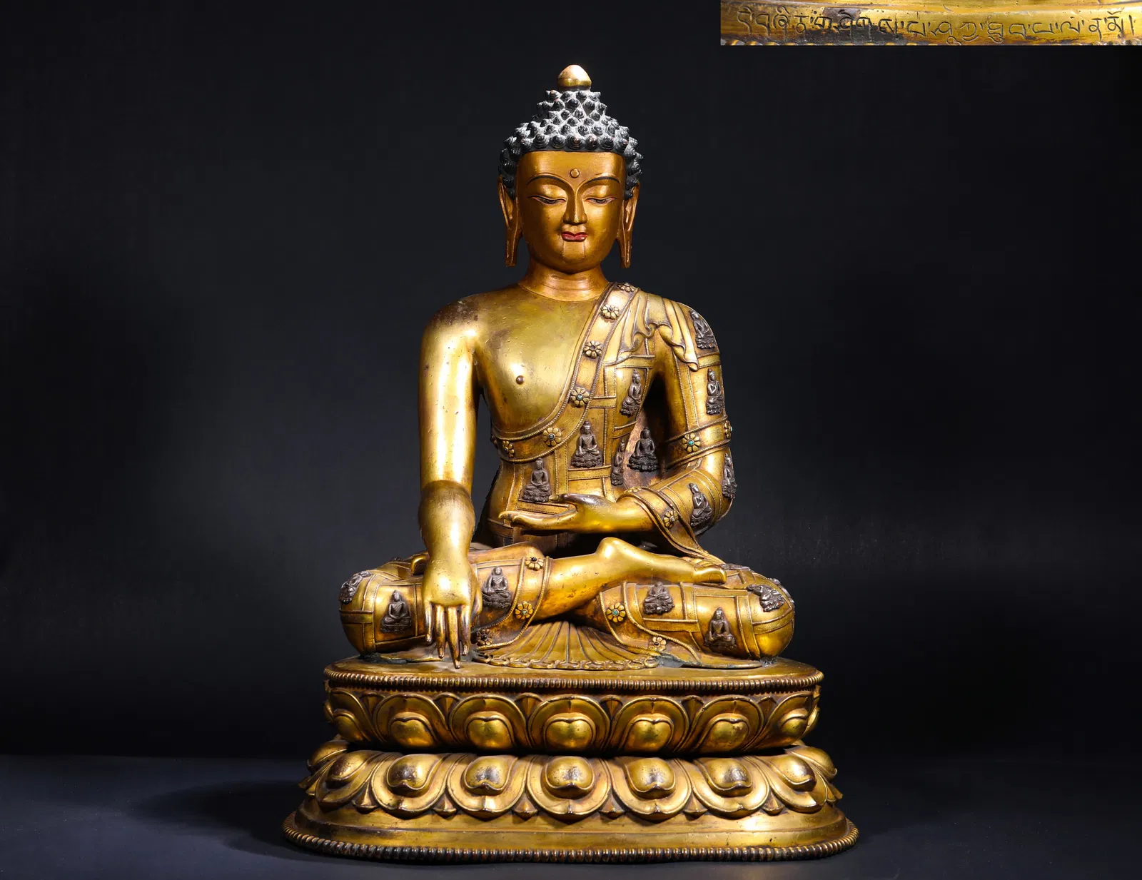 GILDED BRONZE SEATED STATUE OF SAKYAMUNI BUDDHA FROM THE MING DYNASTY