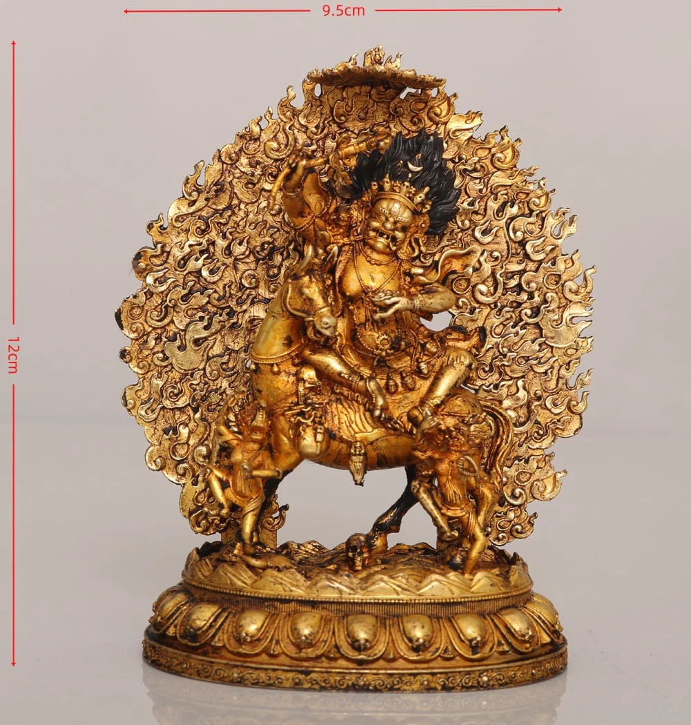 Gilt Gold Bronze Statue - Horse & Buddha