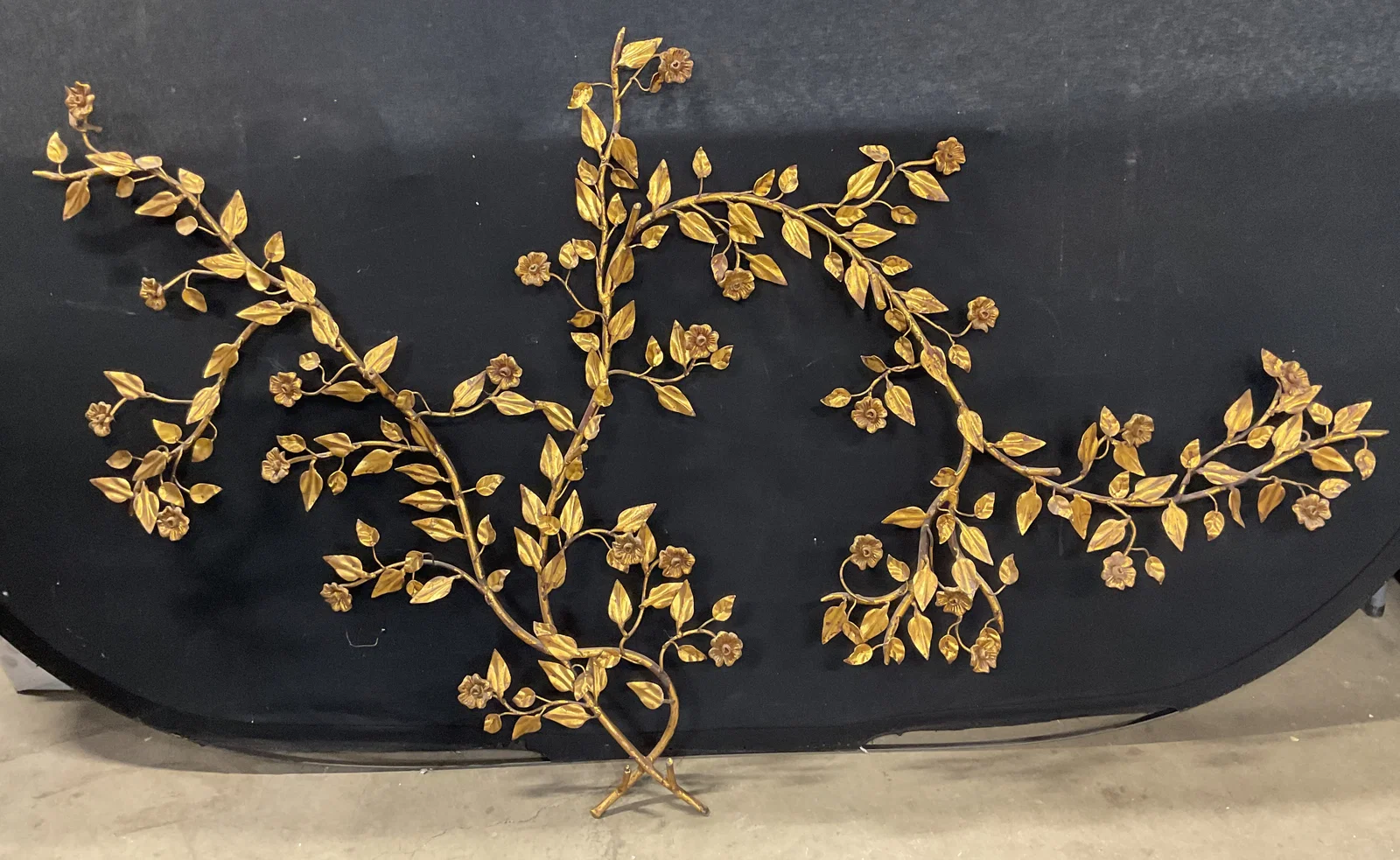 Gilt Iron Flower Wall Sculpture 60 Inches W
