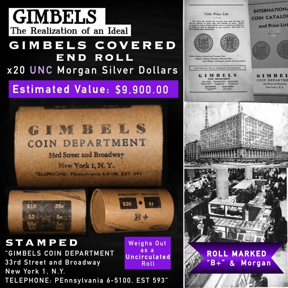 GIMBLES Unc Morgan Roll 20 Coin B+ Condition