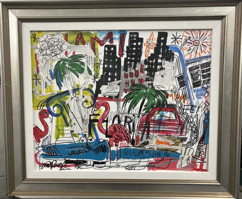Gino Perez (Mexican-American 1977) Original Painting with Collage