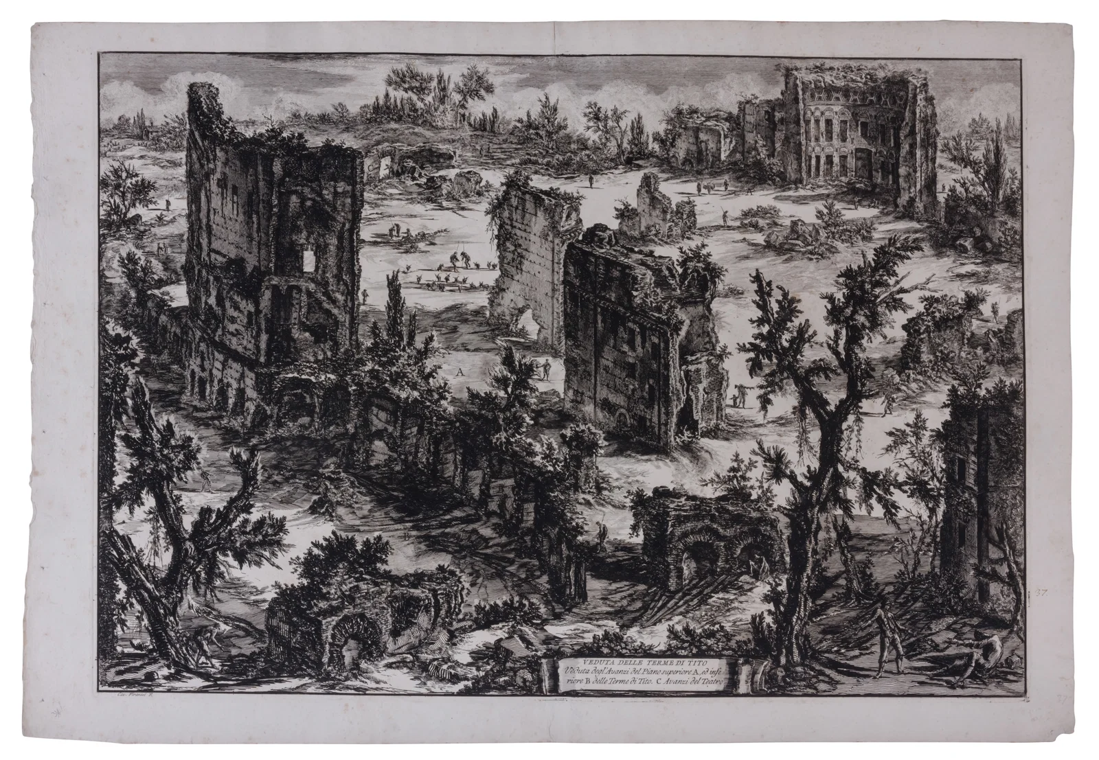 Giovanni Piranesi, Two Etchings From the Vedute di Roma (18th century) Each: 22 x 30 in. (55.9 x