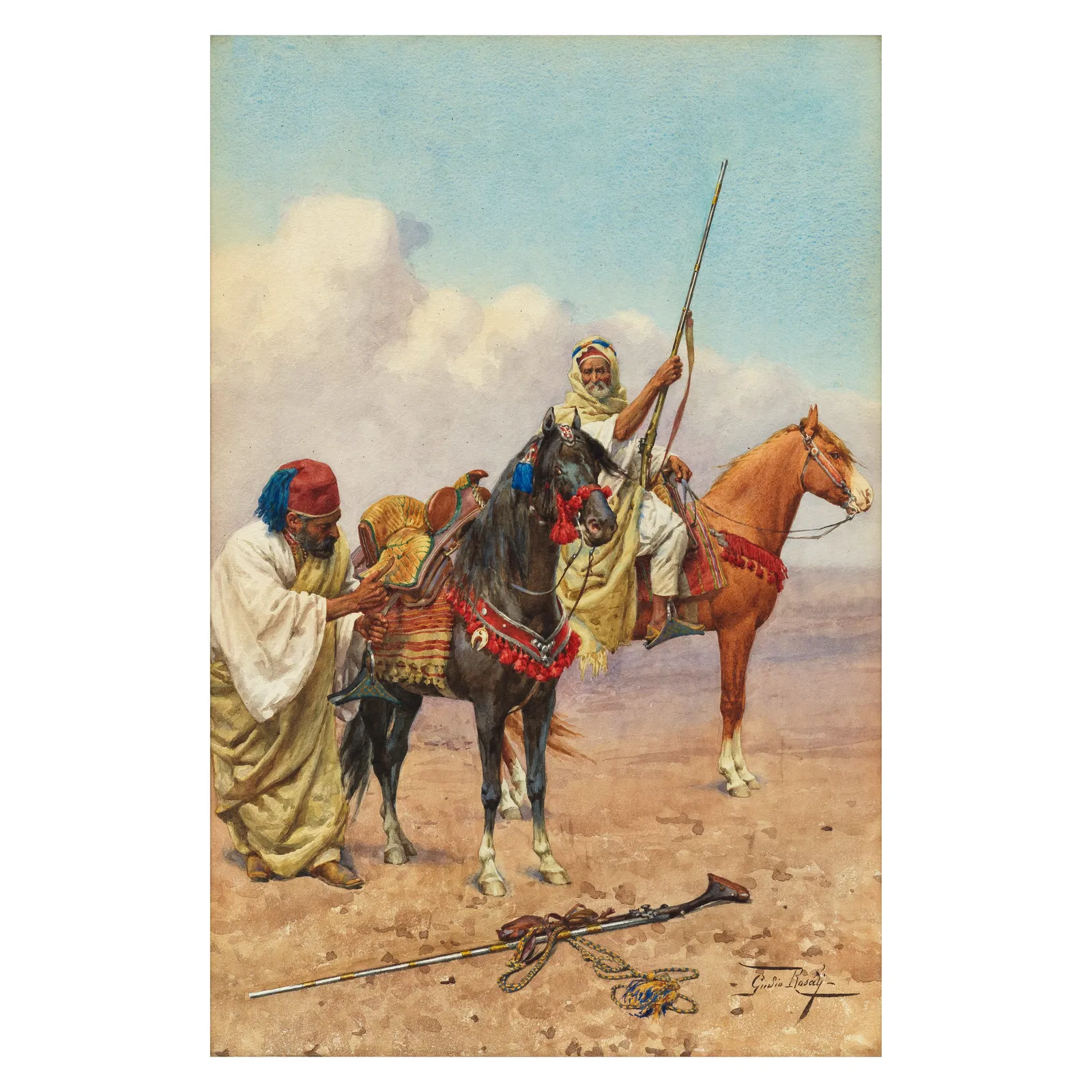Giulio Rosati (Italian, 1858-1917) A pause on patrol