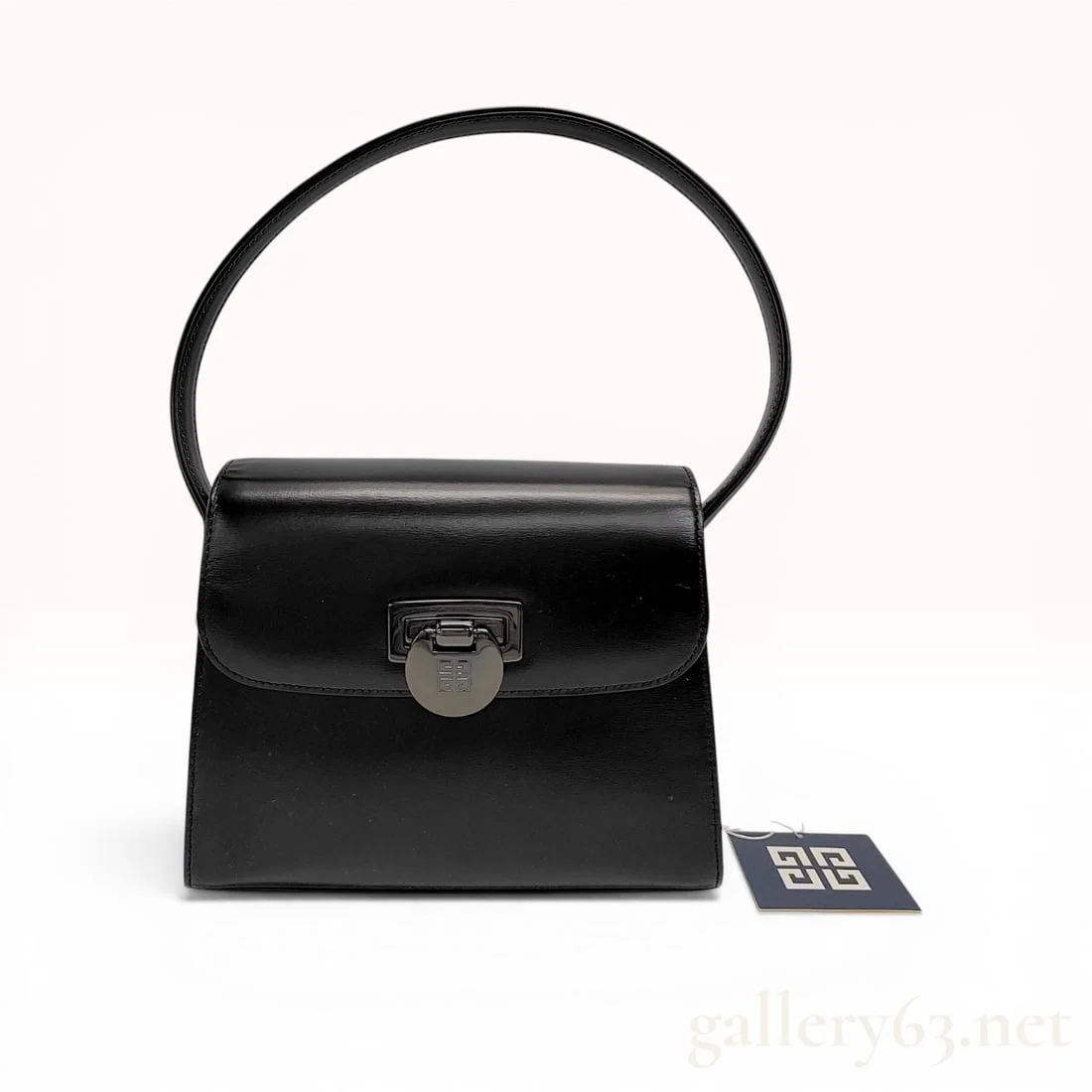 Givenchy Vintage Black Leather 4G Top Handle Flap Bag