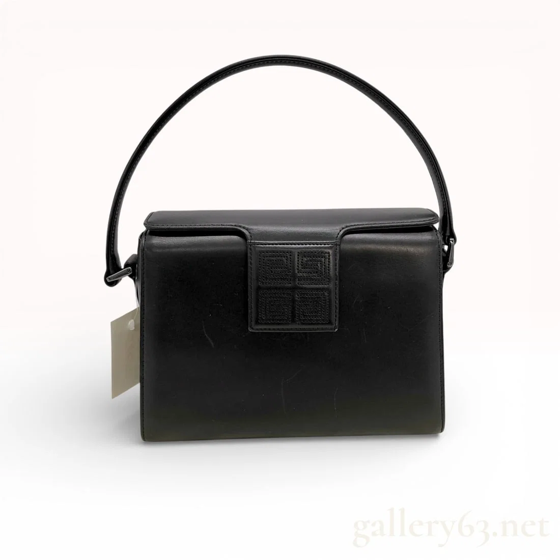 Givenchy Vintage Structured Black Leather Top Handle Handbag