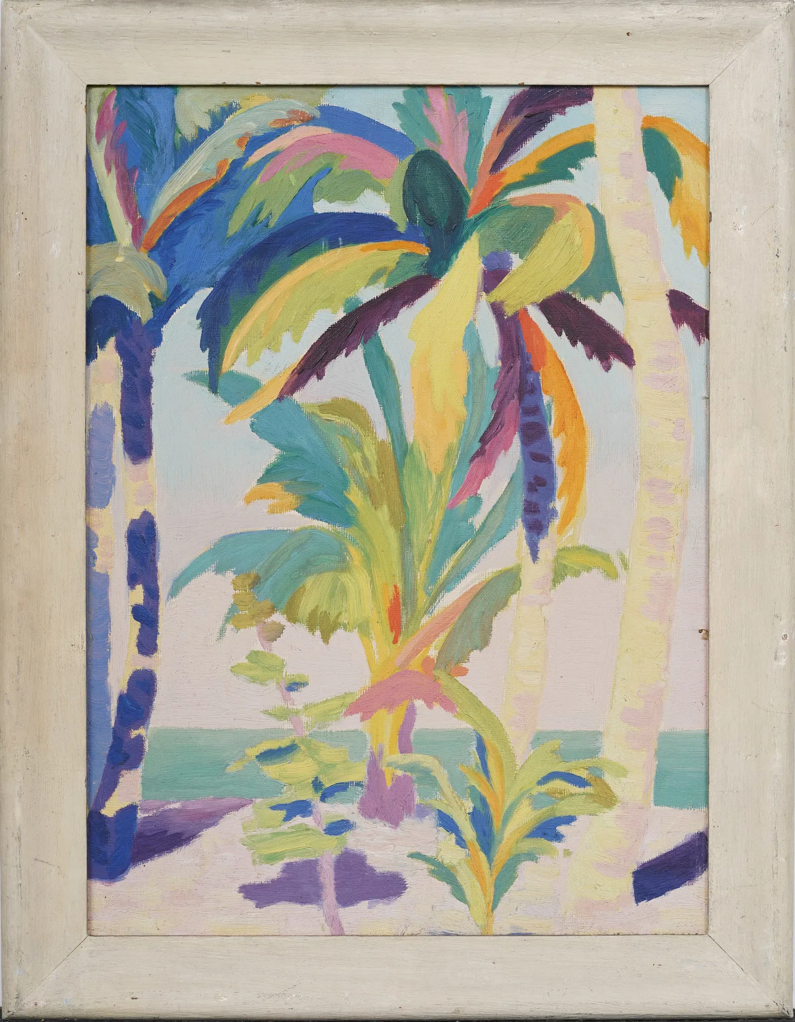 Gladys Roosevelt Dick (1889-1926) Signed American Modernist Tropical Beach Palm Tree Painting