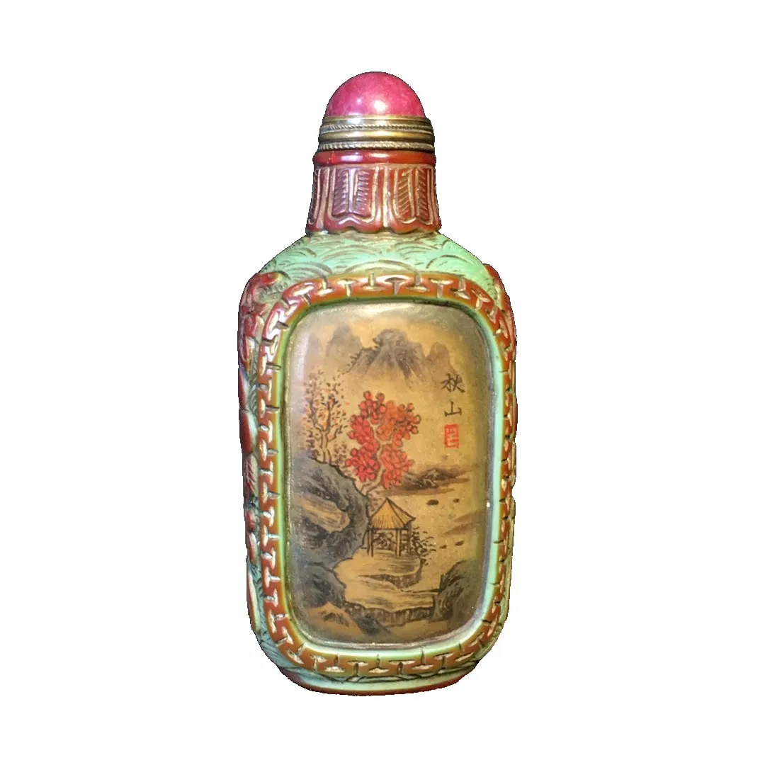 Glass Carved Inside-Painted Snuff Bottle
