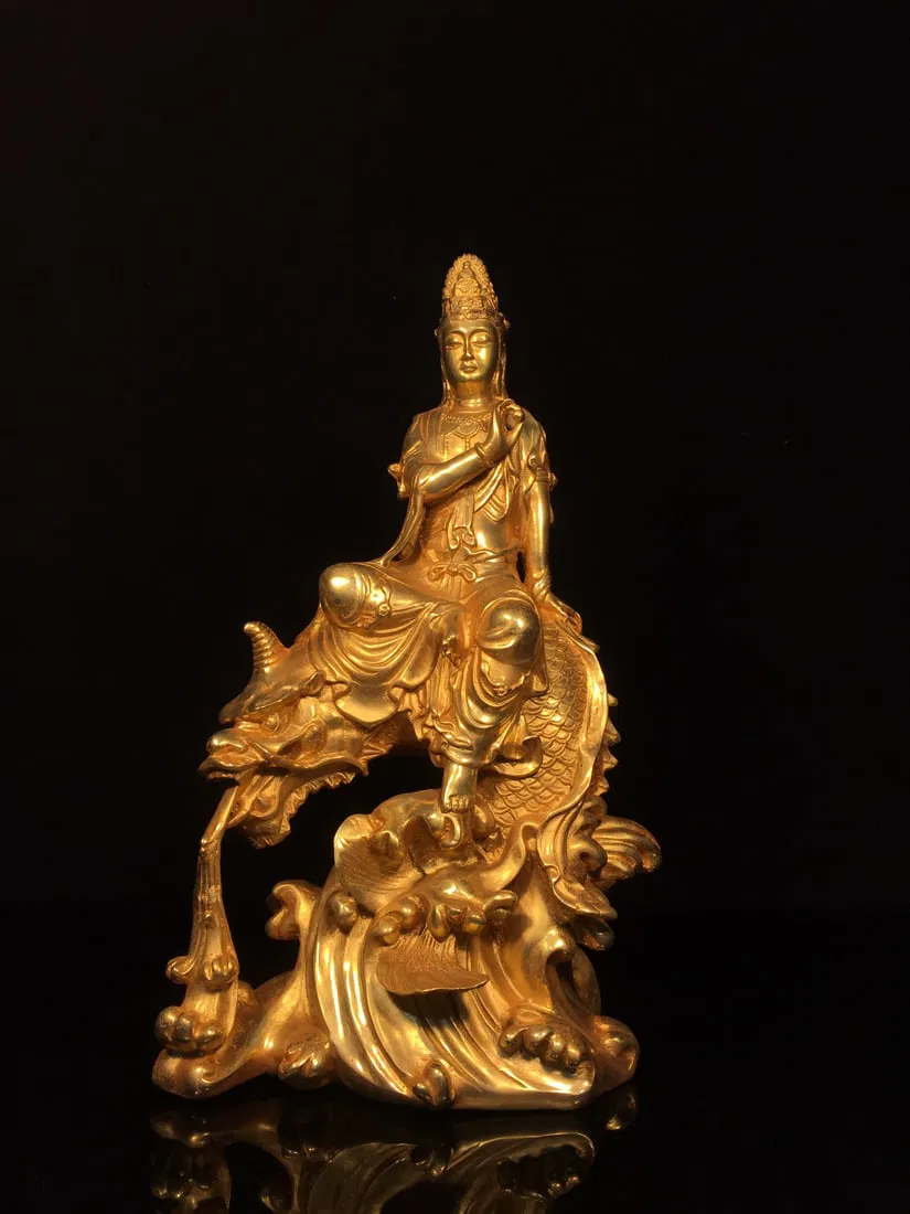 Golden Dragon-Riding Guanyin Bodhisattva Statue