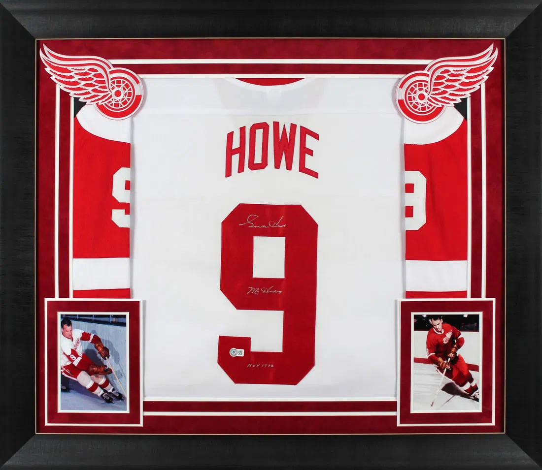 Gordie Howe Signed Framed Jersey Mr Hockey HOF 1972 Beckett Authenticated