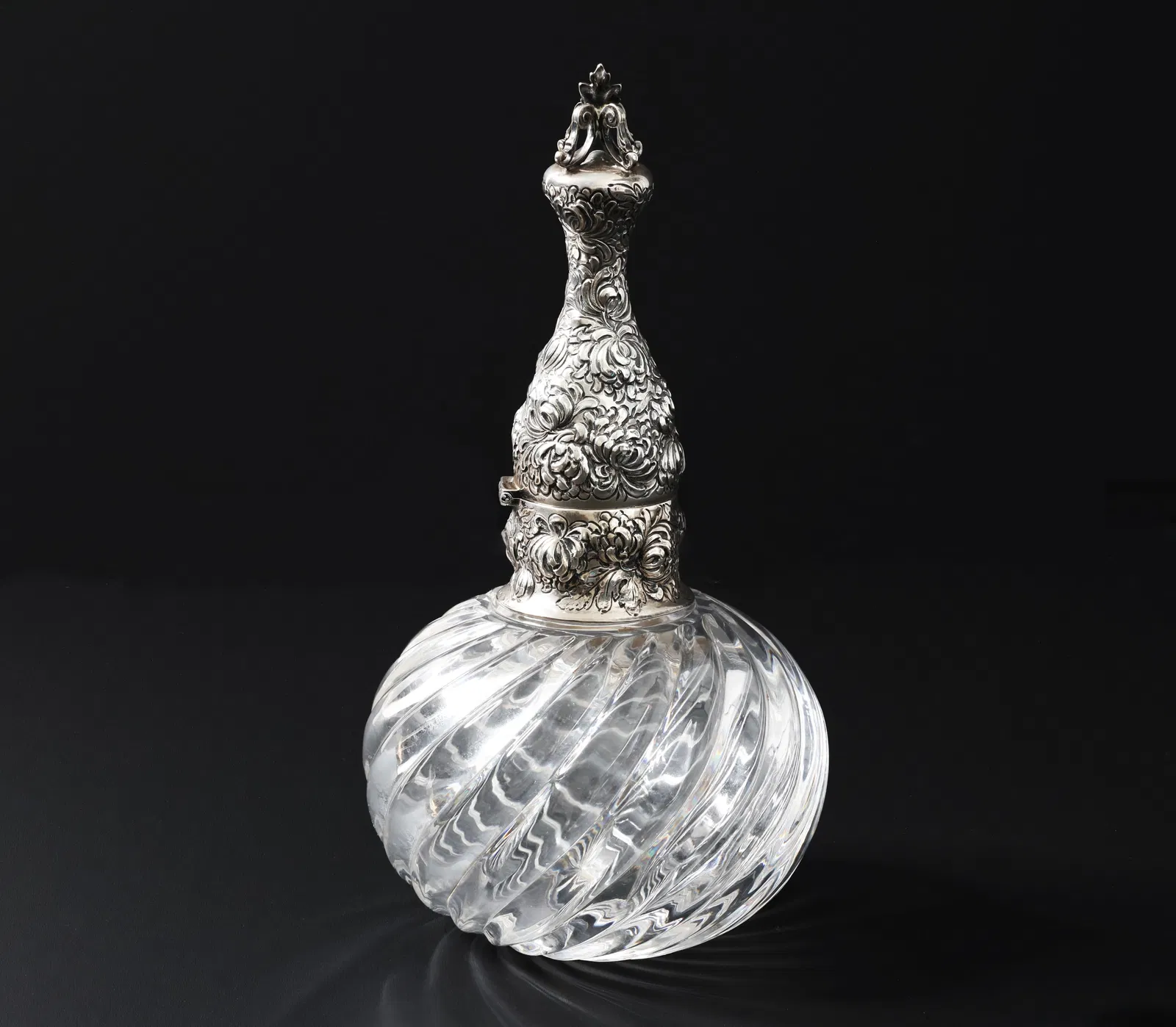 Gorham Sterling Silver & Cut-Glass Art Nouveau Bottle Art Nouveau