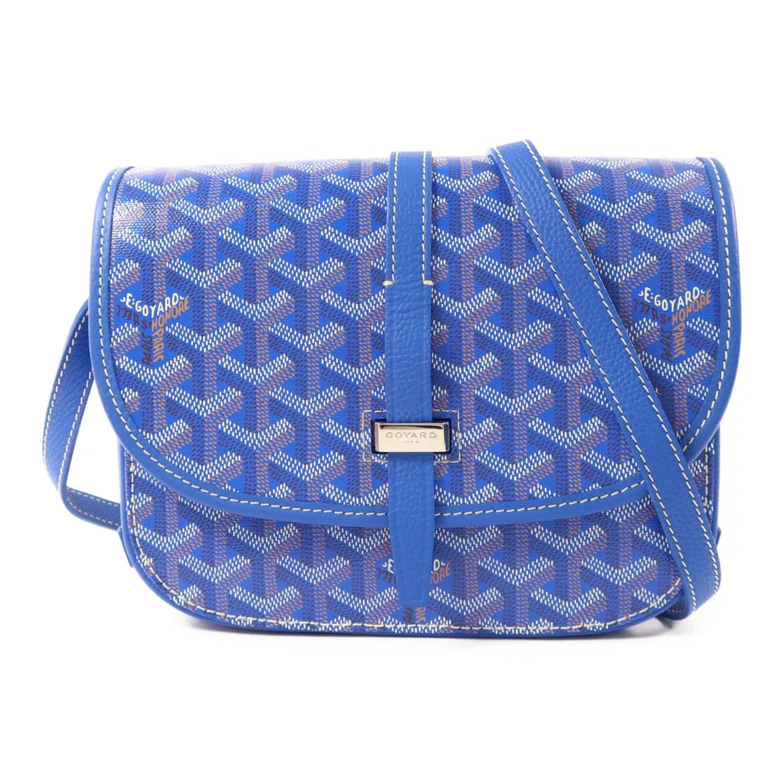 Goyard Belvedere PM Blue Coated Canvas Shoulder Bag with Silver Hardware