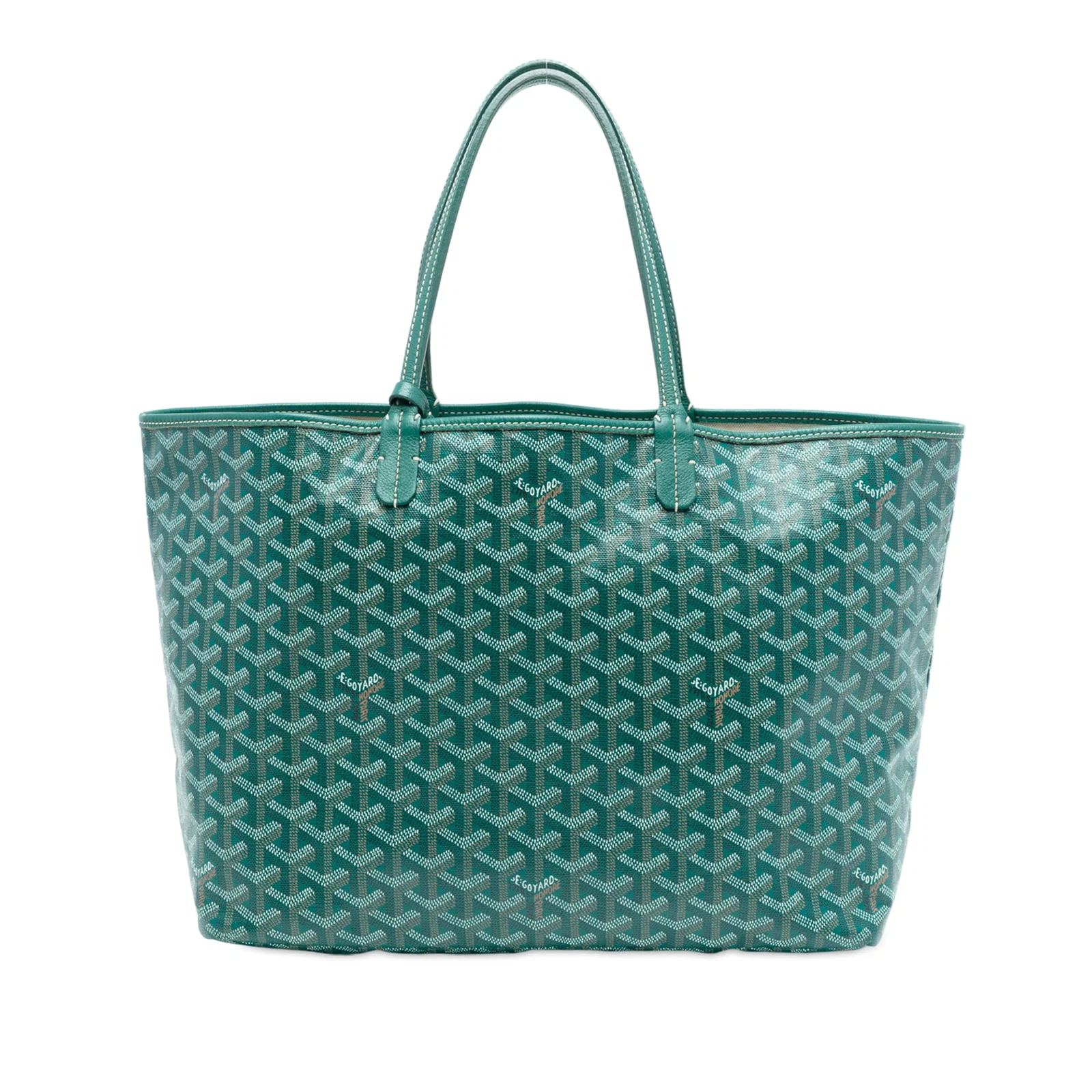Goyard Saint Louis PM Green Tote with Pouch and Leather Trim