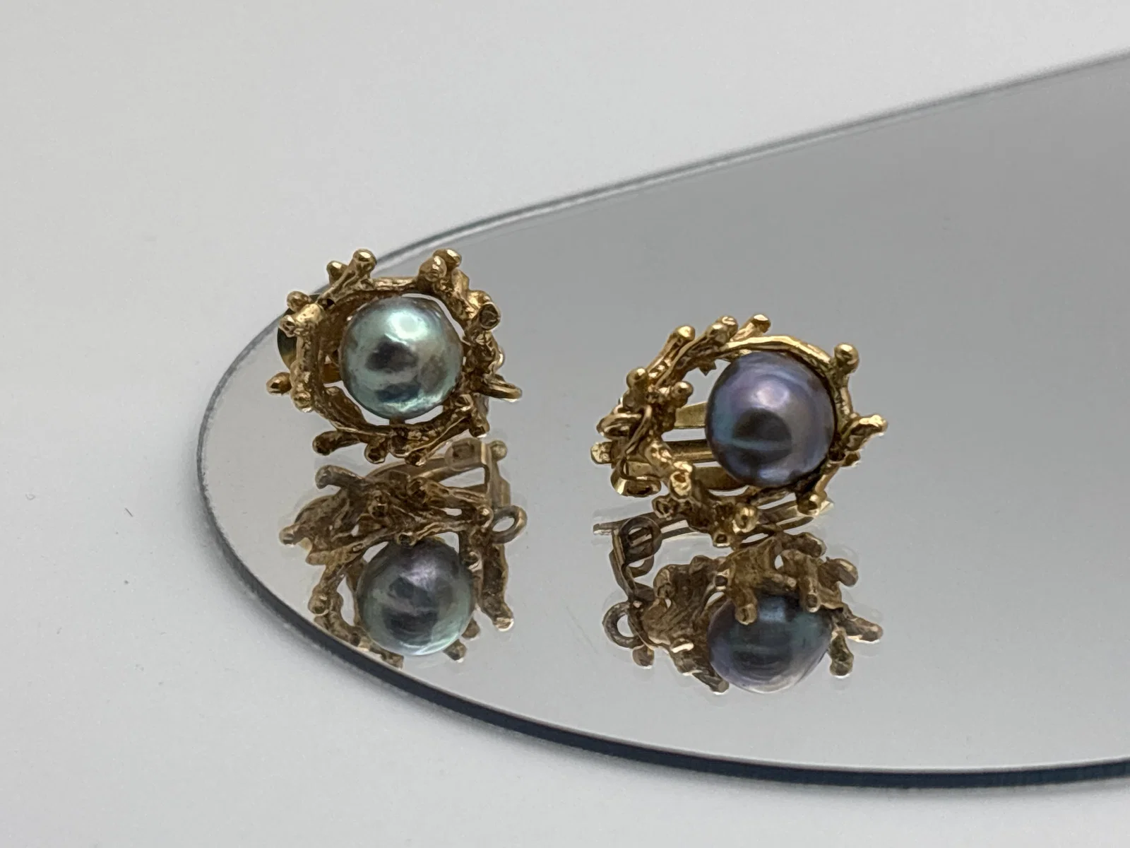Grey Baroque Pearl Earrings set in 14K