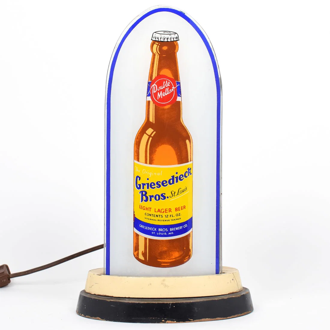 Griesedieck Bros Beer 1930s Cathedral Bullet Style RPG Glass Sign