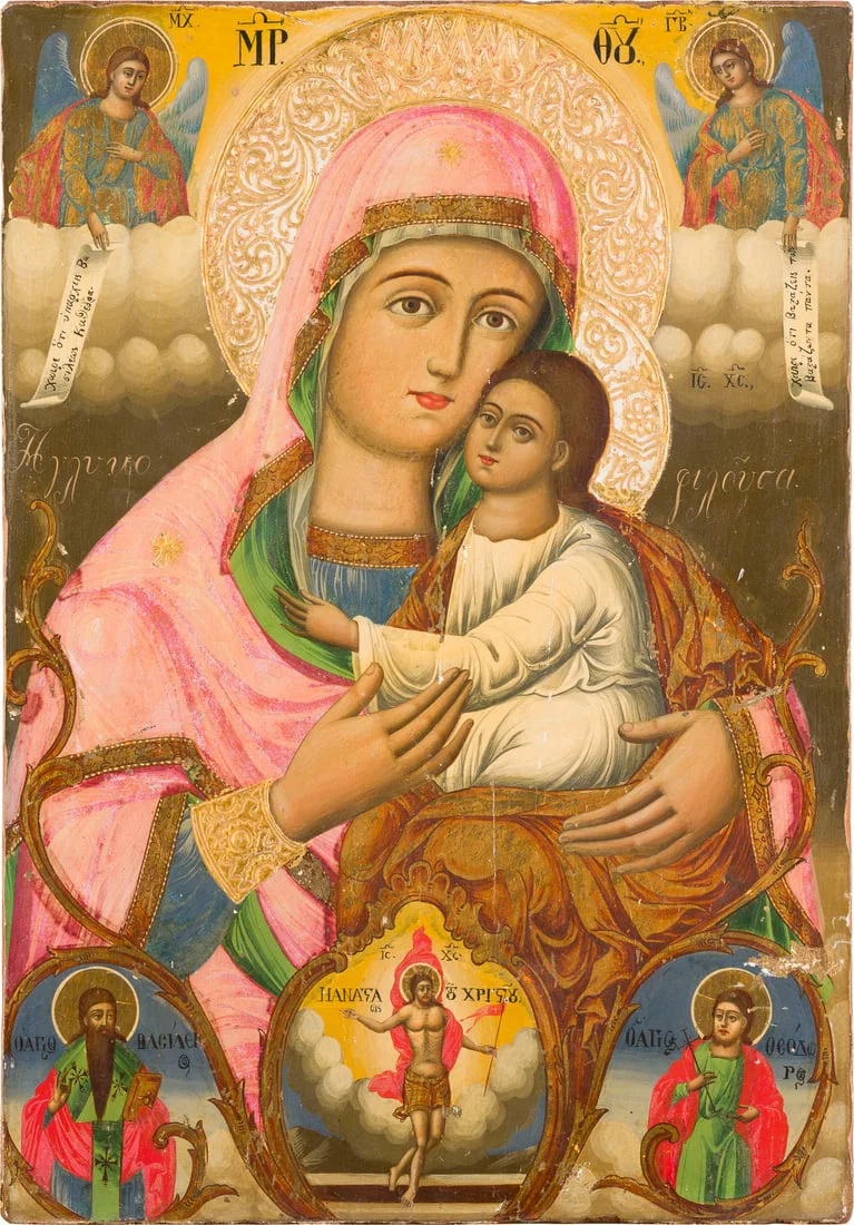 | GROSSE IKONE MIT DER GOTTESMUTTER GLYKOPHILOUSA (SUeSS-KUeSSENDE)