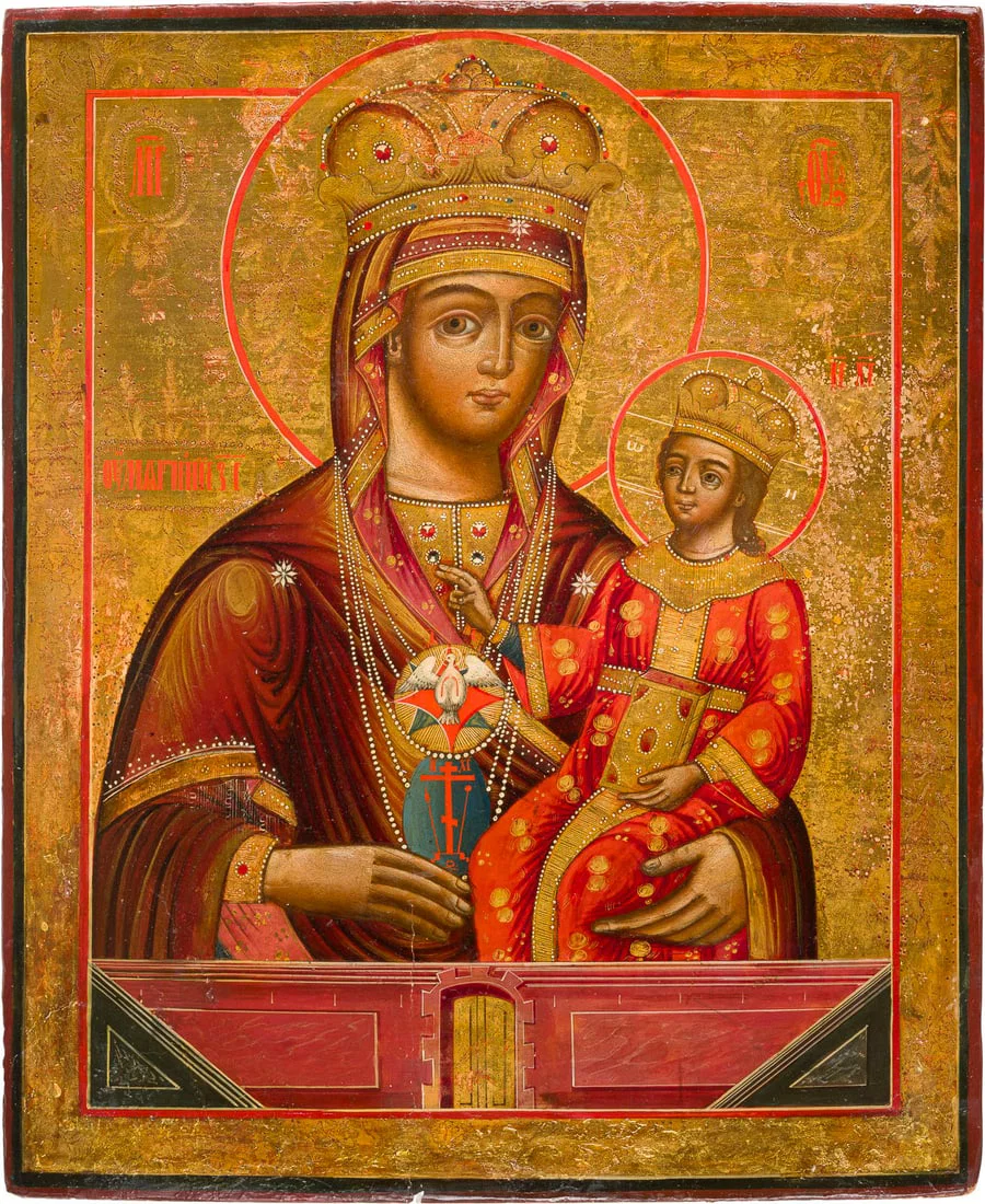 | GROSSE IKONE MIT DER GOTTESMUTTER VON TSCHENSTOCHAU (ERWEICHEN DER HARTEN HERZEN)