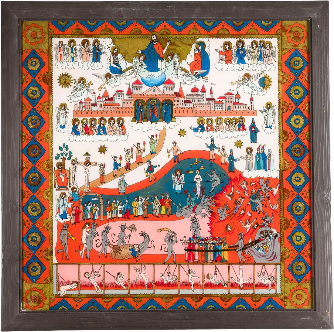 | GROSSFORMATIGE HINTERGLAS-IKONE MIT DEM JUeNGSTEN GERICHT