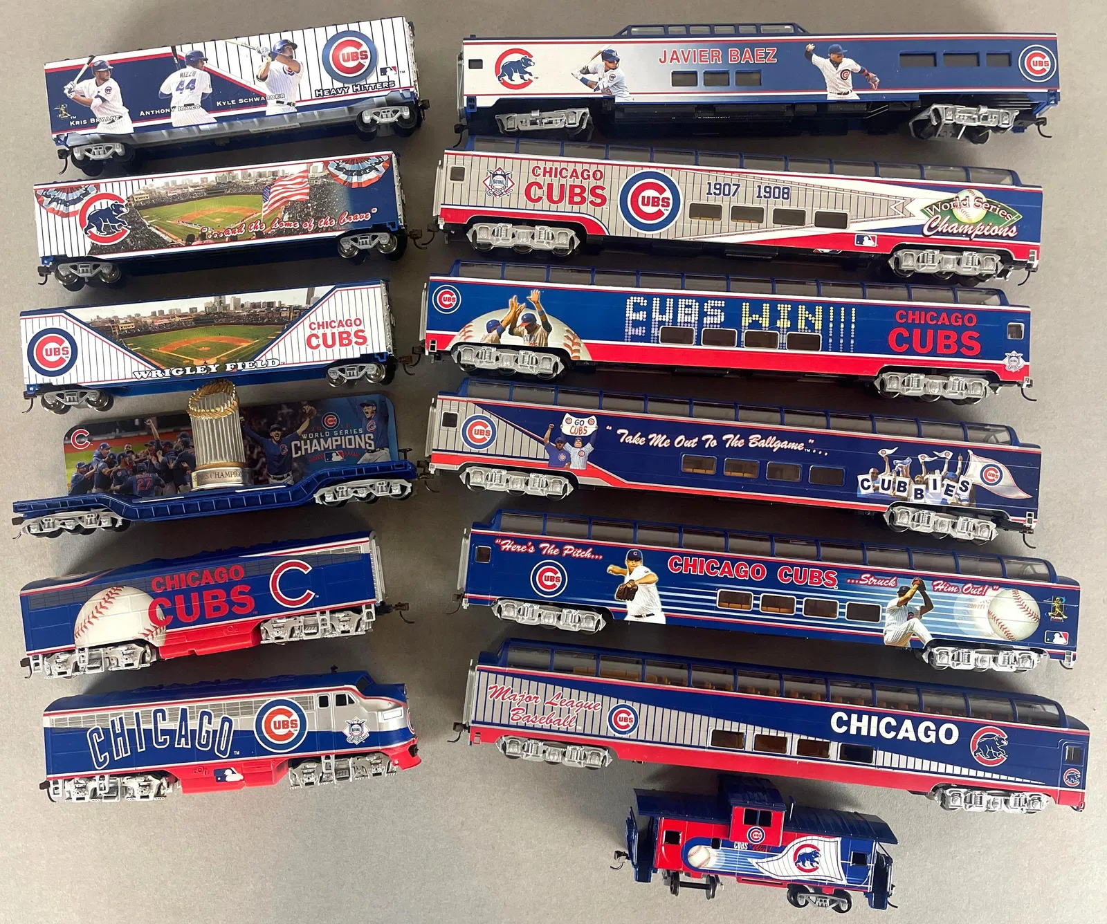 Group of 13 HO Scale Chicago Cubs World Series Trains