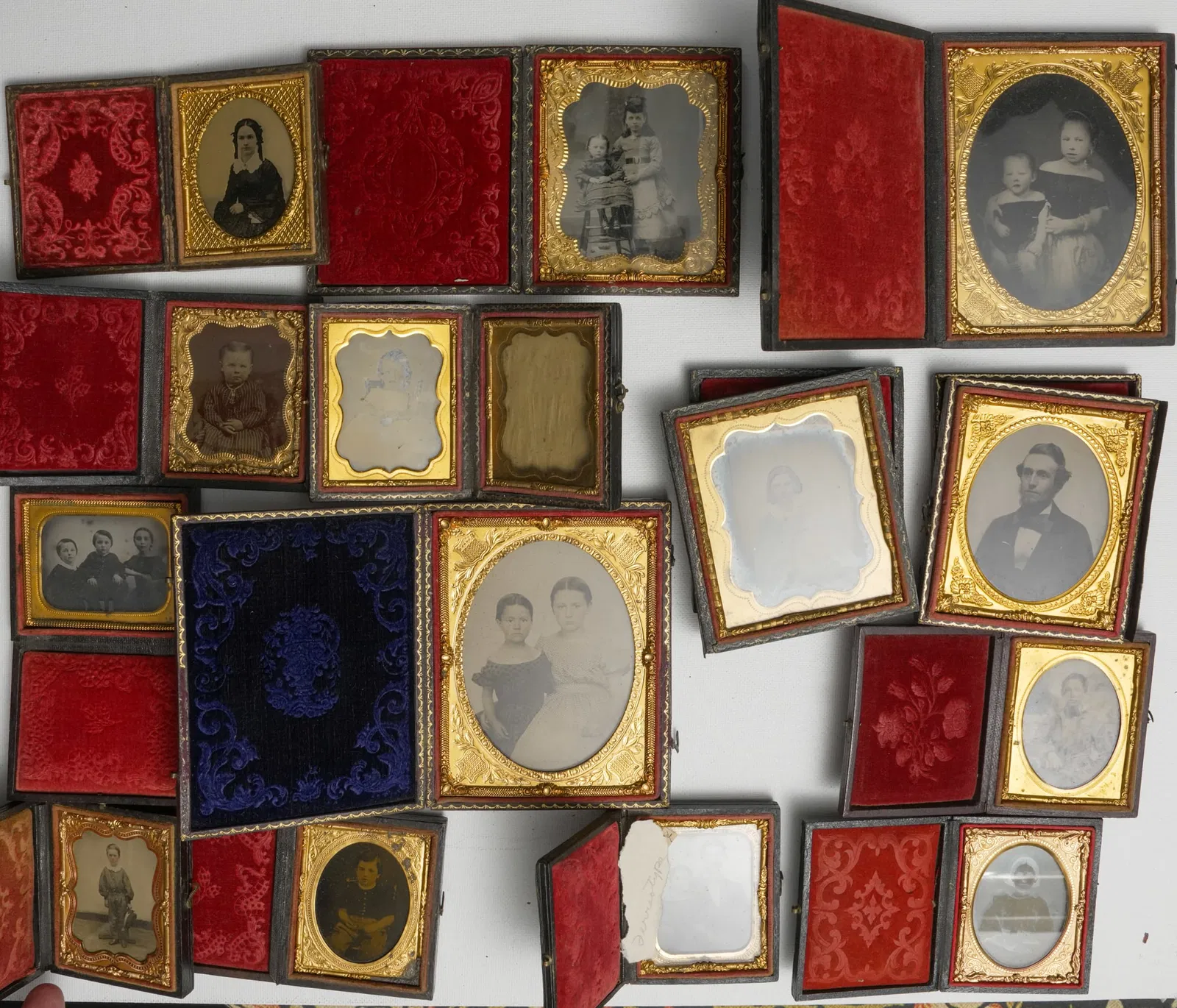 Group of 14 Cased Tintypes and Ambrotypes Portraits