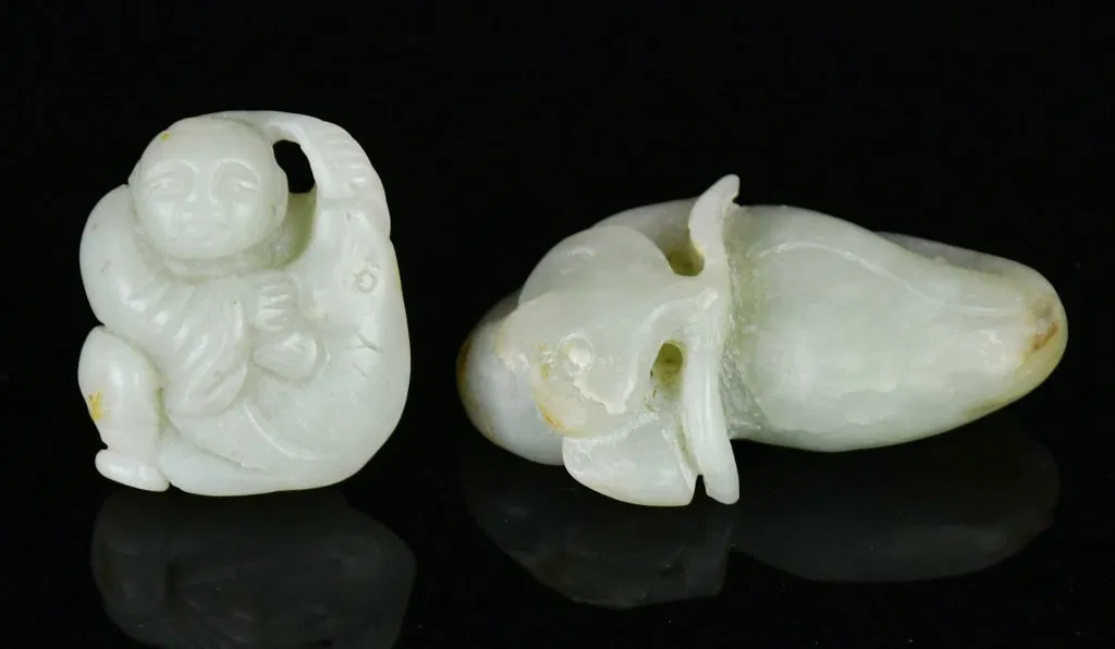 Group of 2Pcs Celadon Jade Carvings Repubican