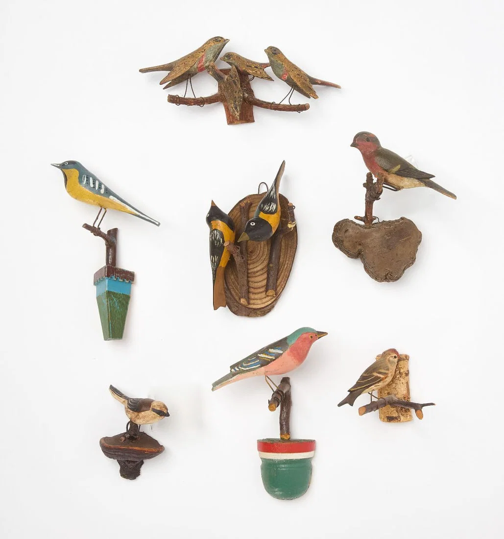 Group of Carved Folk Art Birds