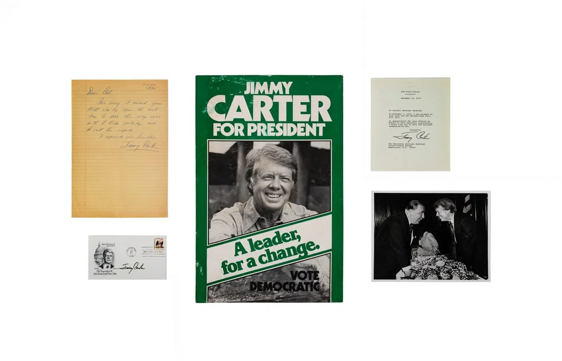 GROUP OF JIMMY CARTER SIGNED AND RELATED EPHEMERA