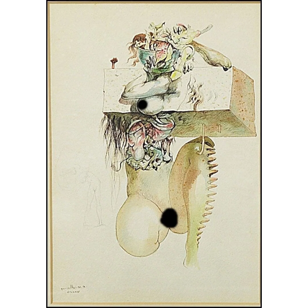 Guaranteed authentic, artist: Furuya Koze, watercolor portrait painting.