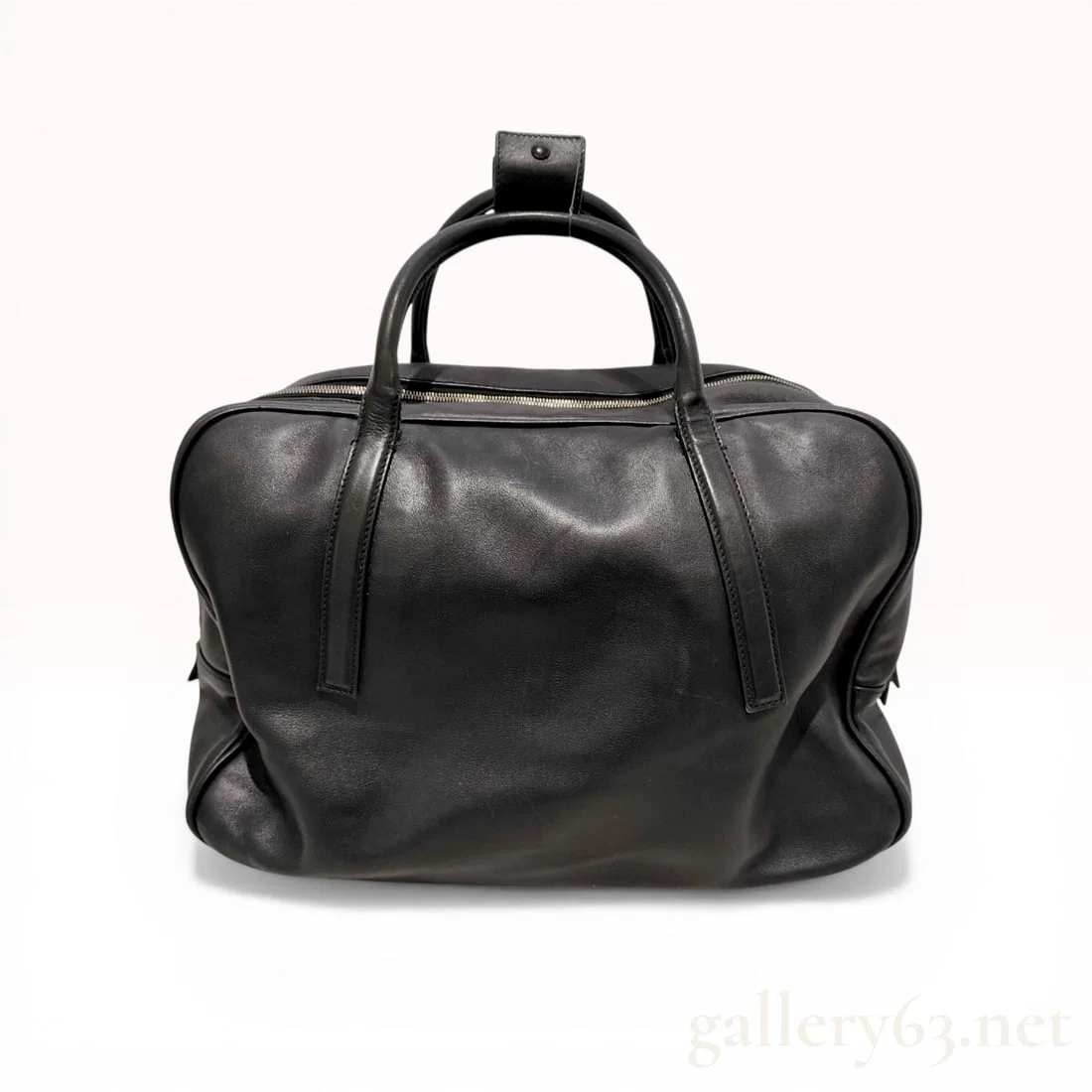 Gucci Black Leather Travel Duffel Weekender Bag