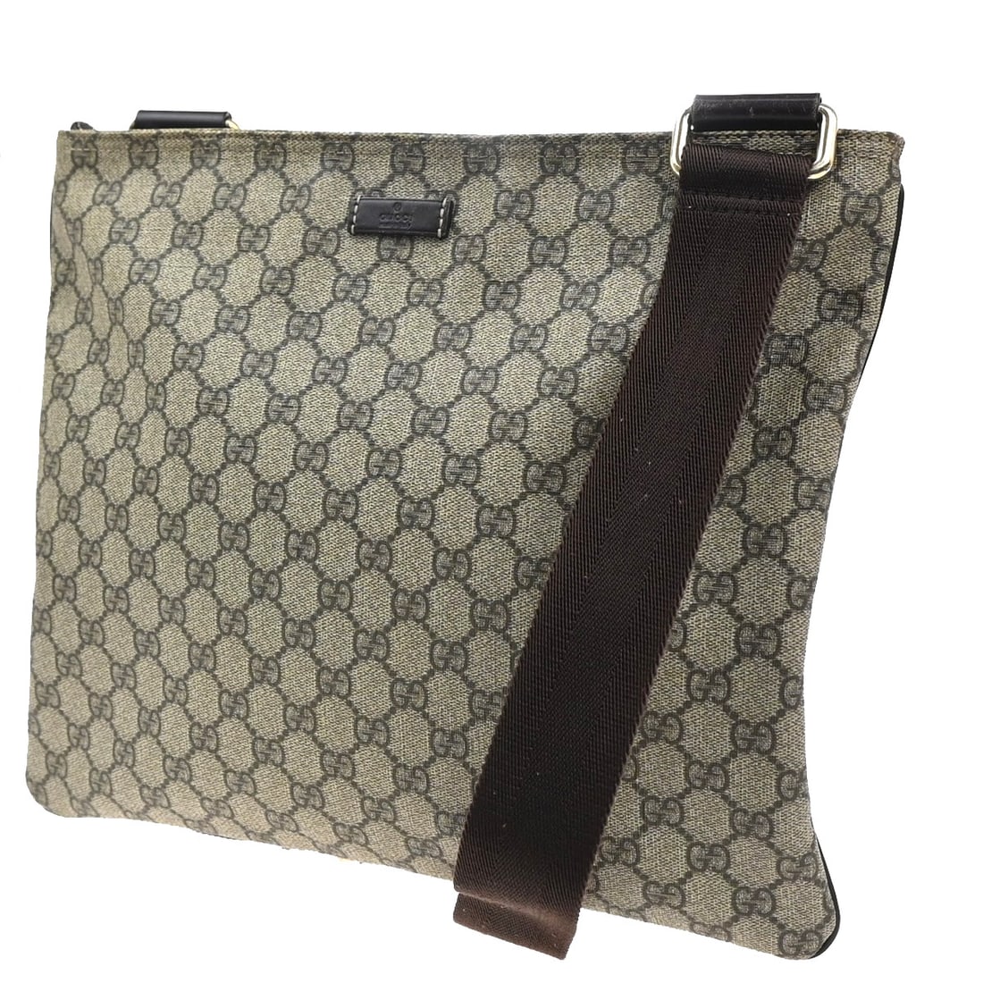 Gucci Brown Coated Canvas Shoulder Messenger Bag 34x28x2cm