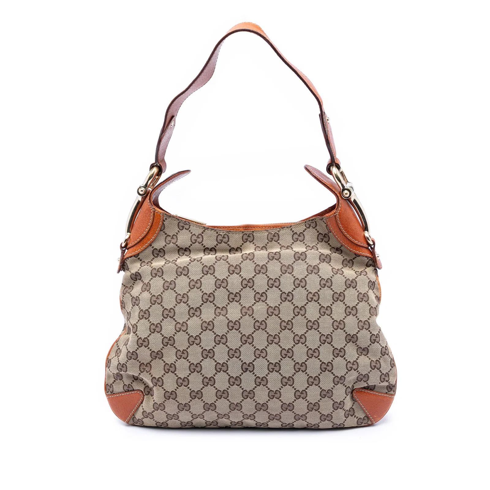 Gucci Creole Hobo Shoulder Bag GG Canvas with Horsebit Accent