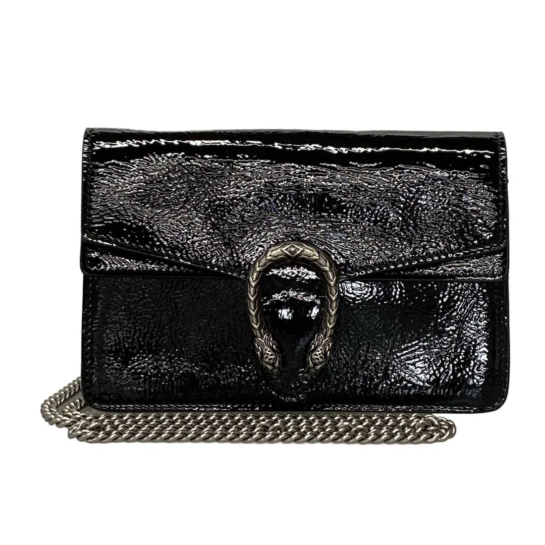GUCCI DIONYSUS BLACK PATENT LEATHER SHOULDER BAG