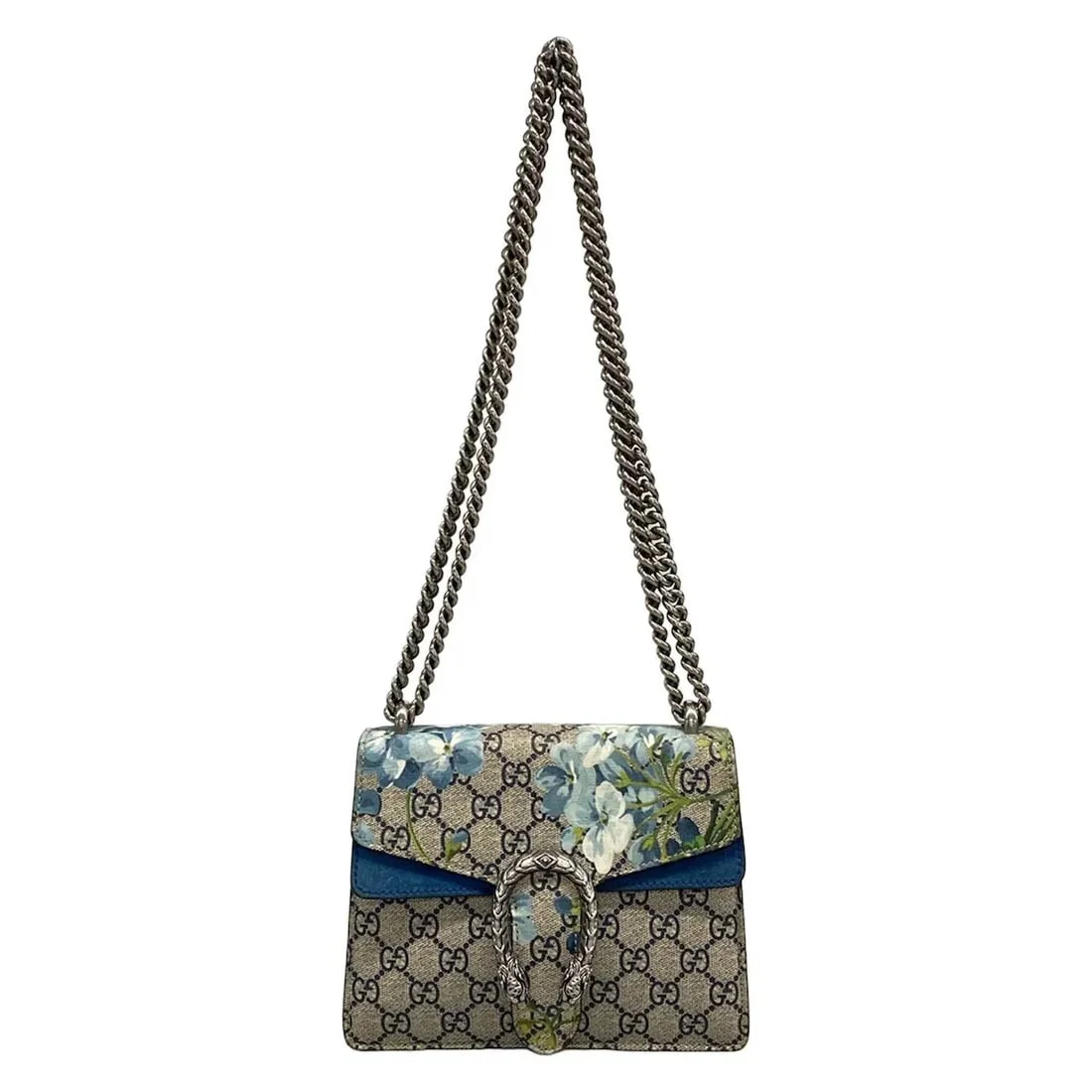 GUCCI DIONYSUS/GG BLOOMS BEIGE LIGHT BLUE MULTI PVC SUEDE - SHOULDER BAG