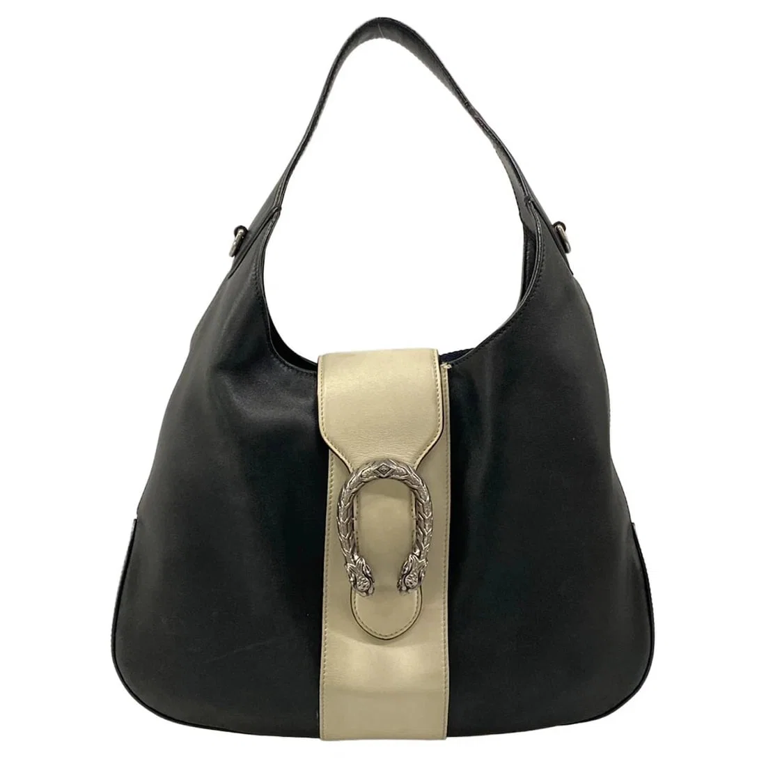 GUCCI DIONYSUS MEDIUM HOBO BLACK CREAM LEATHER - SHOULDER BAG