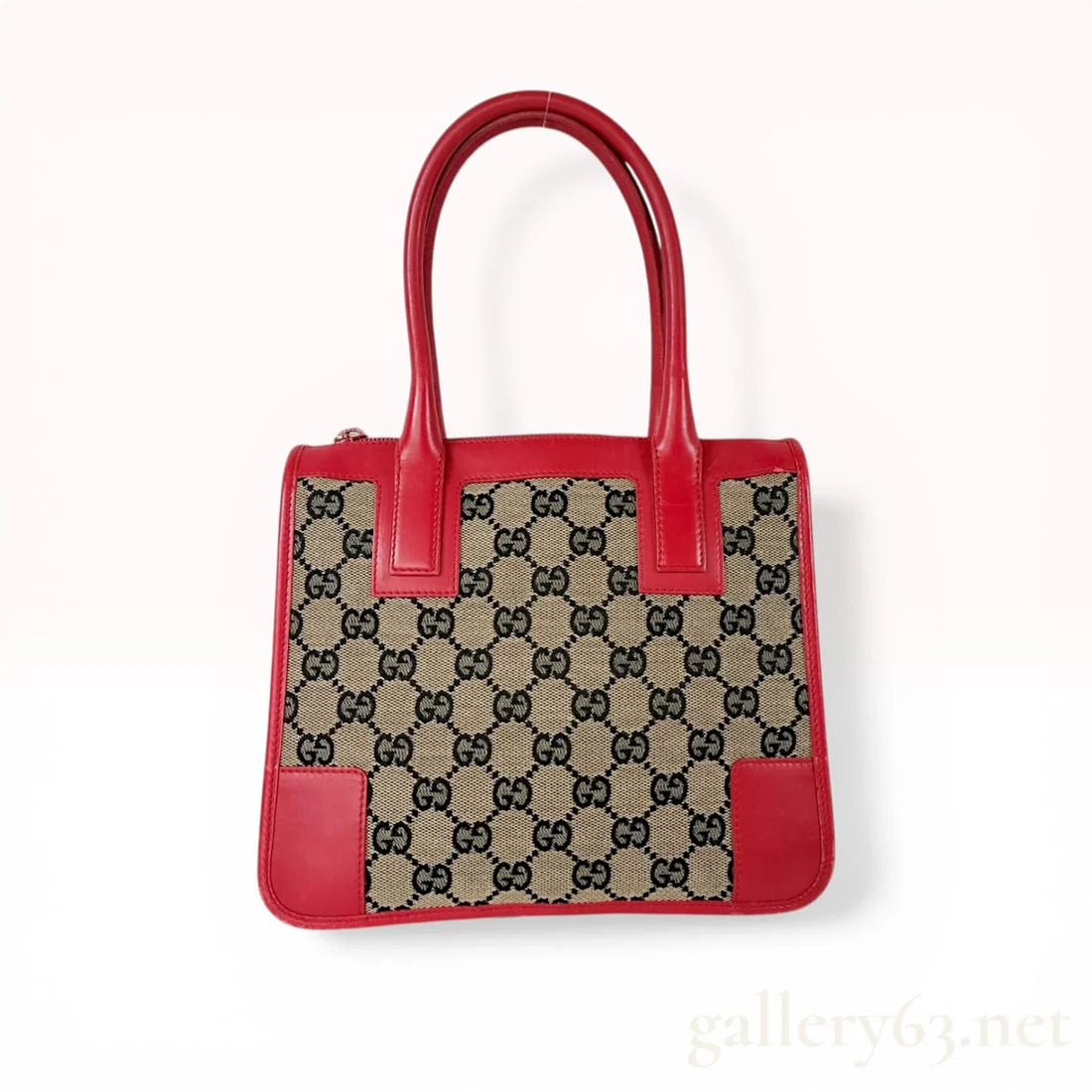 Gucci GG Monogram Canvas and Red Leather Small Tote Bag