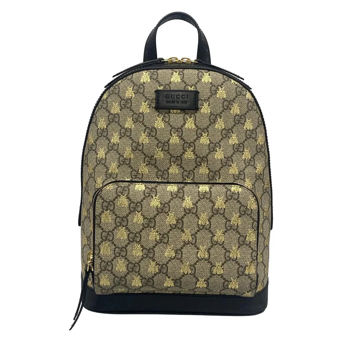 GUCCI GG SUPREME BEE SMALL BEIGE BLACK MULTI PVC LEATHER -