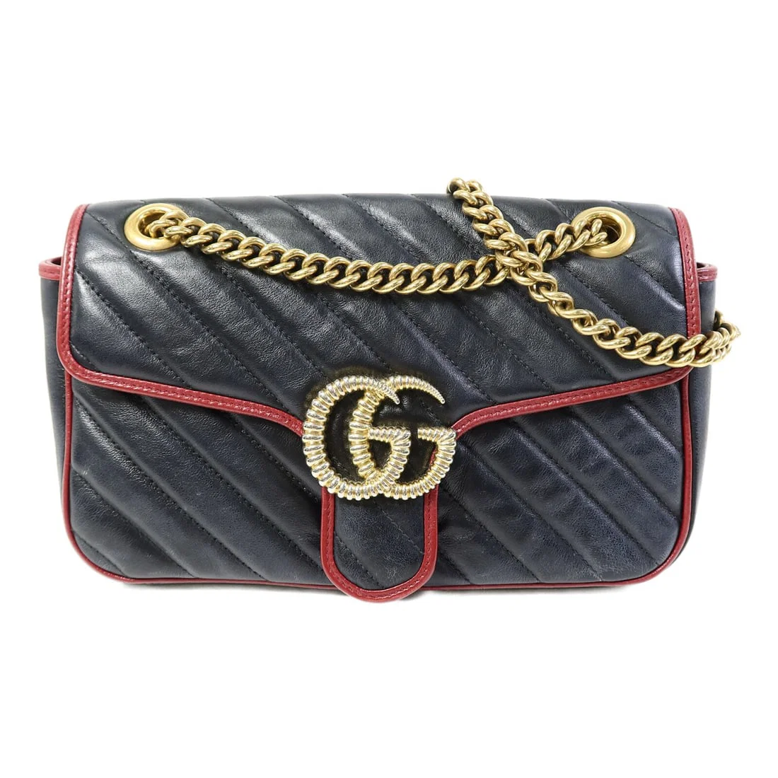 Gucci Marmont Black Calfskin Shoulder Bag with Gold Tone Chain