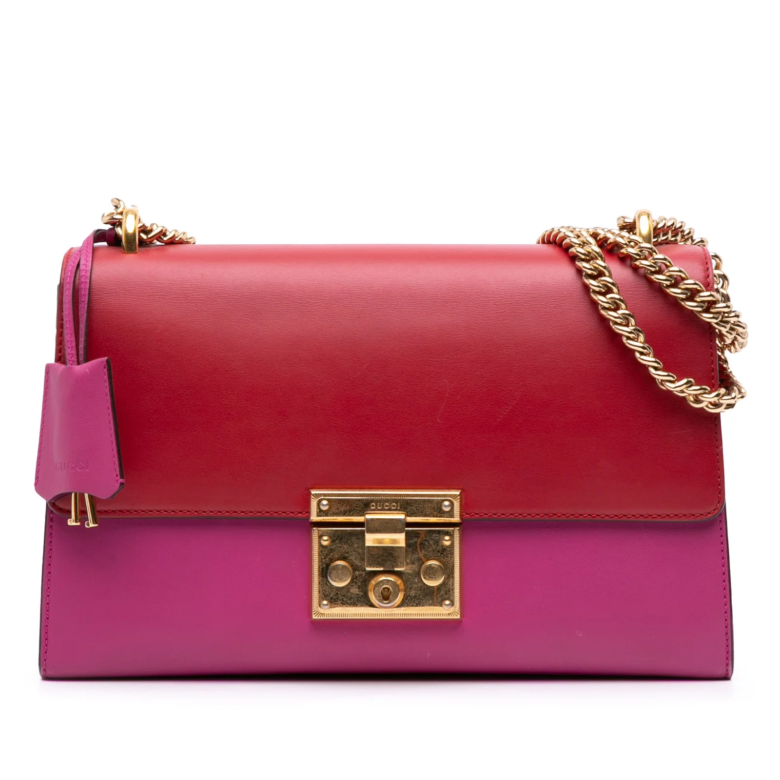 Gucci Medium Bicolor Leather Padlock Shoulder Bag Pink
