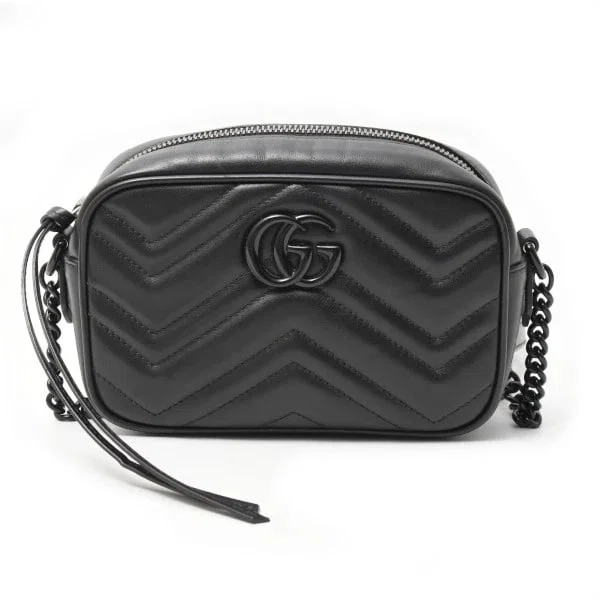 GUCCI MINI CAMERA BAG SHOULDER BAG GG MARMONT BLACK