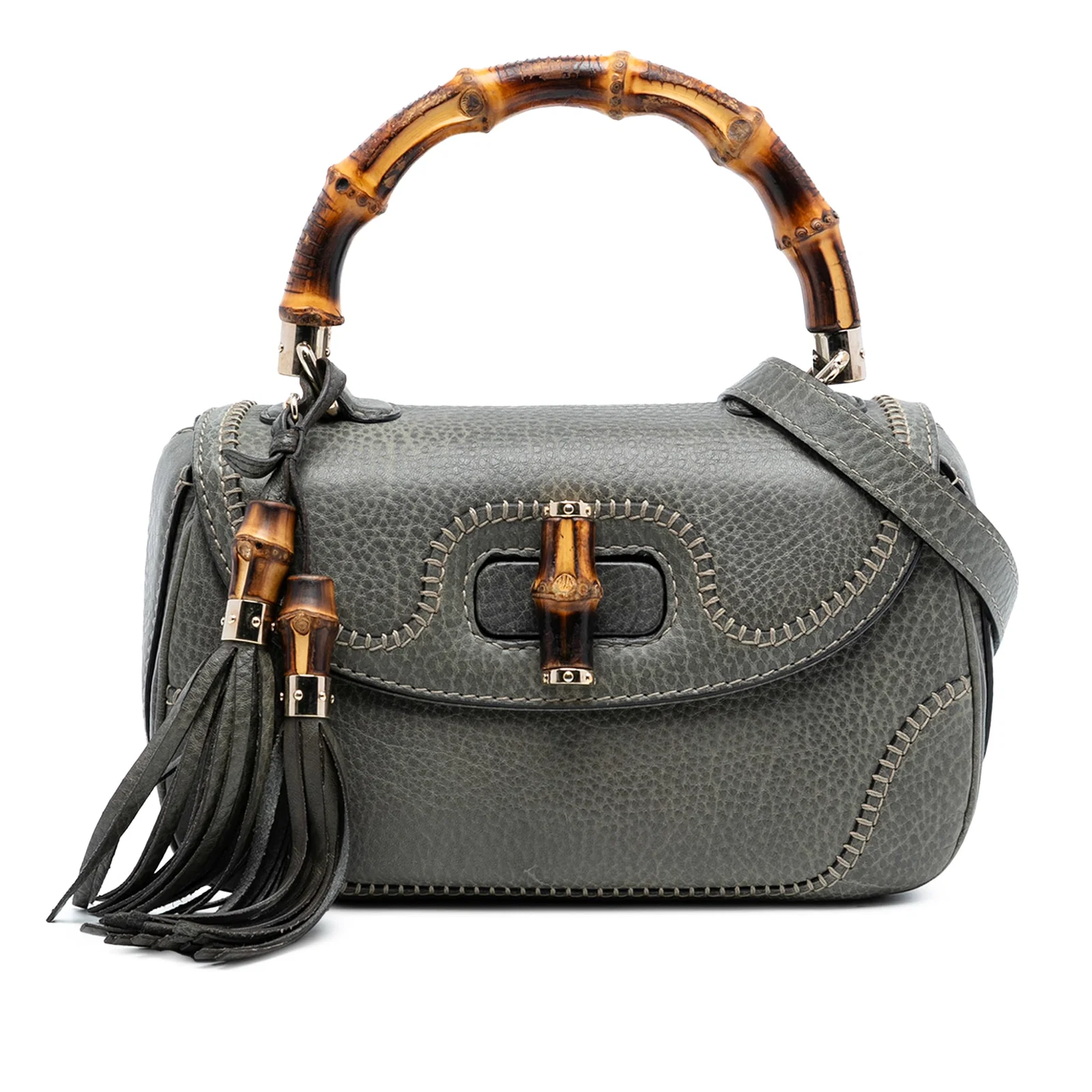 Gucci New Bamboo Medium Leather Satchel with Bamboo Handle