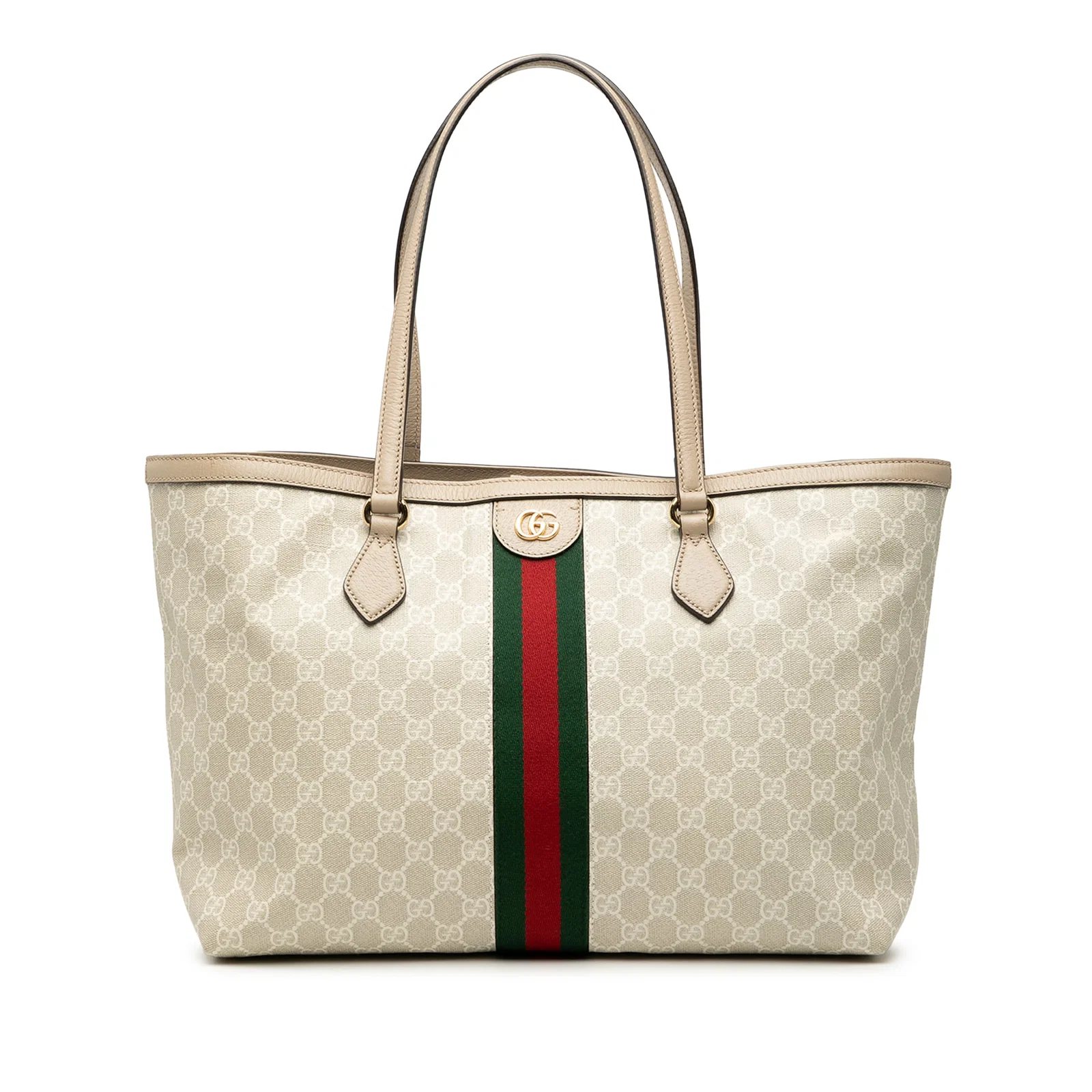 Gucci Ophidia Medium Tote Bag GG Supreme Canvas and Leather Trim
