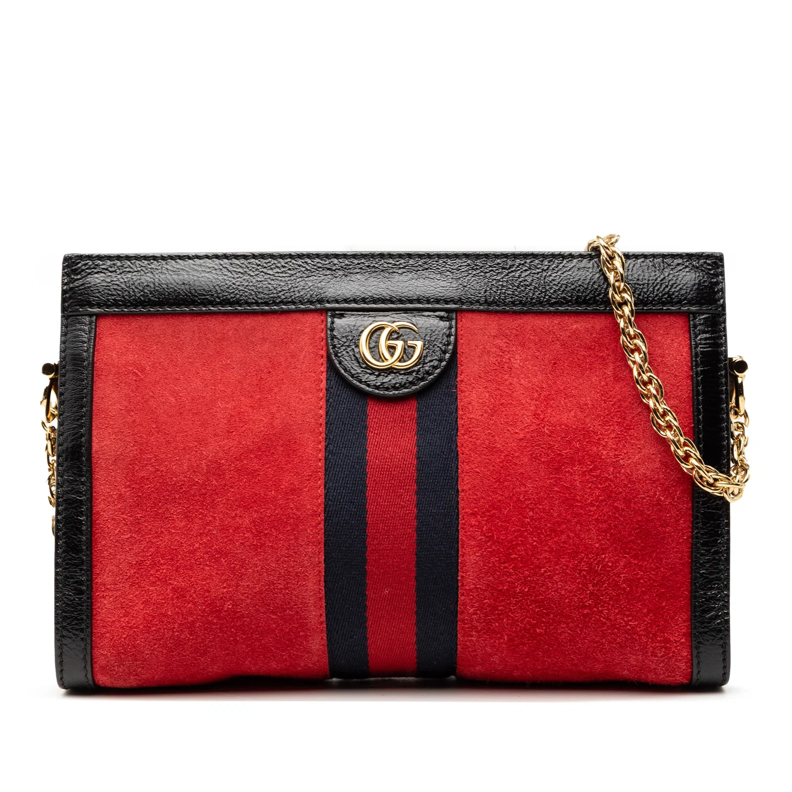 Gucci Ophidia Small Red Suede Crossbody Bag with Chain Strap
