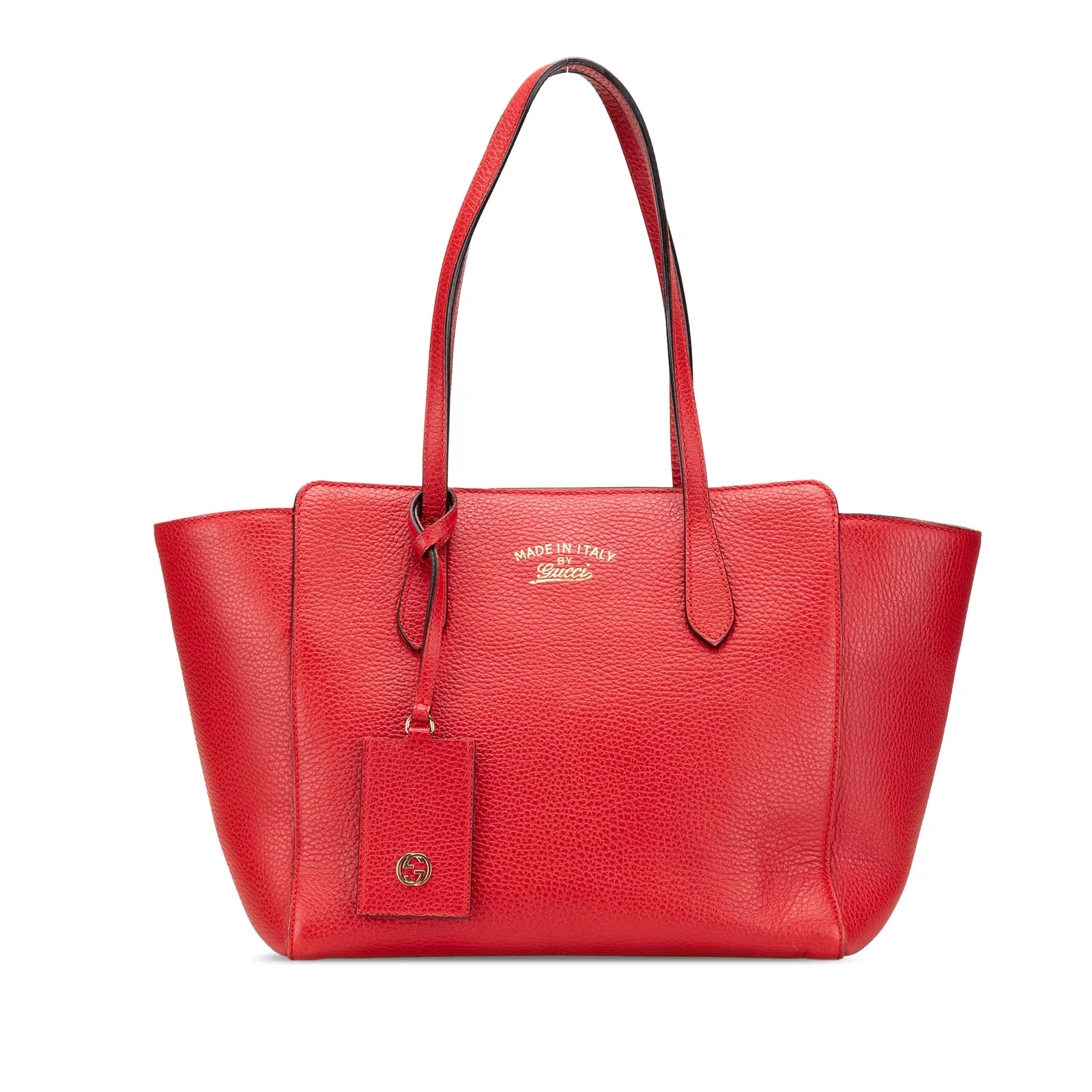 Gucci Red Medium Leather Swing Tote with Magnetic Closure