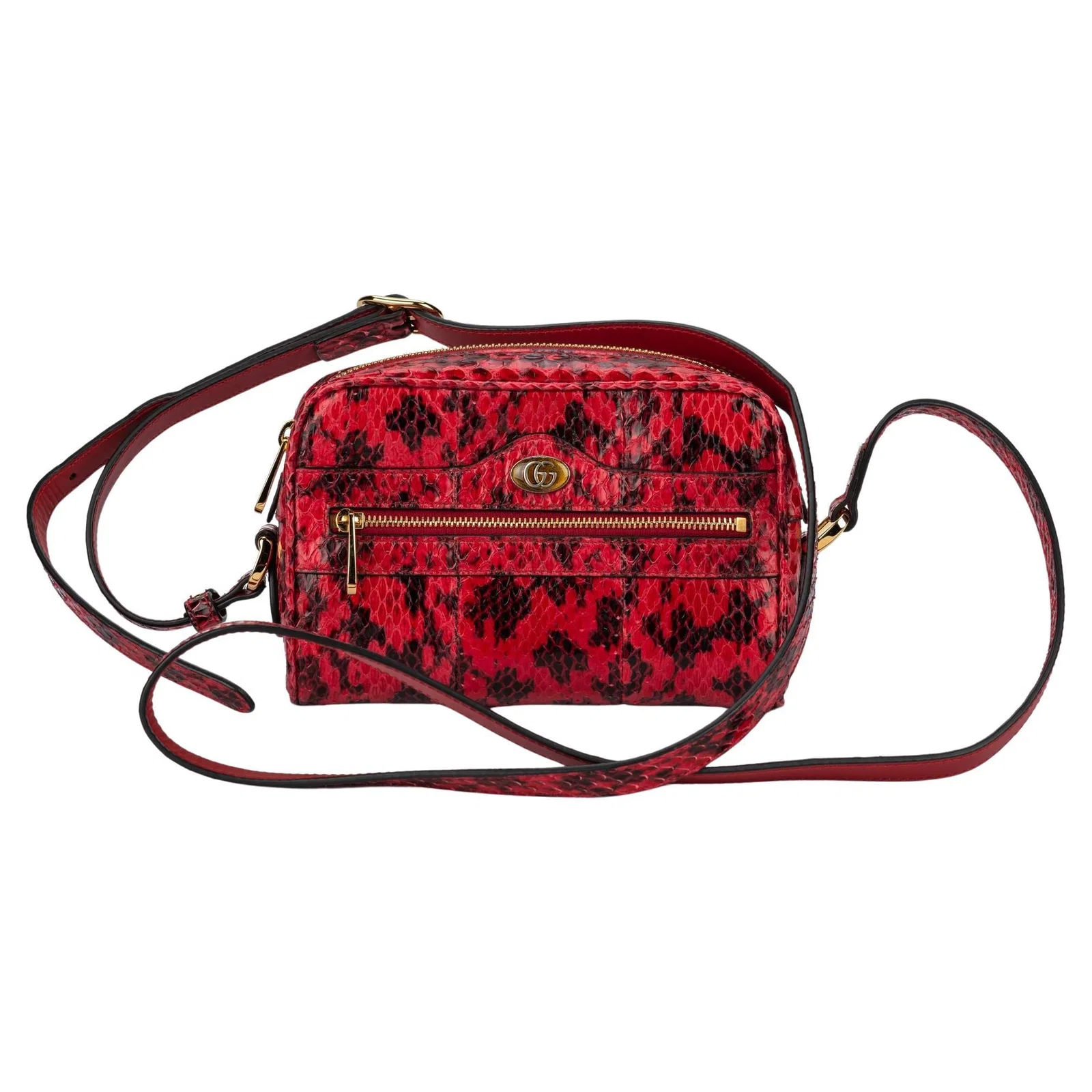 Gucci Red Watersnake Crossbody Bag with Adjustable Strap