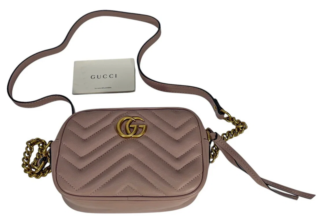 Gucci Style Marmont Small Leather Camera Bag Pink