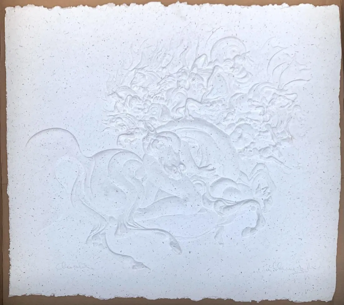Guillaume Azoulay - Unique cast paper wall sculpture "Chevalier"