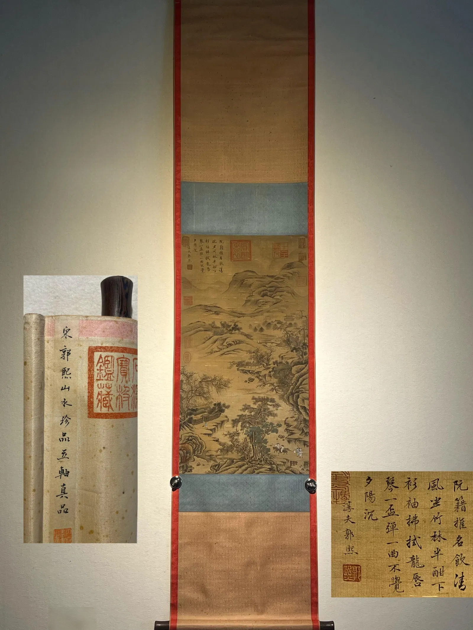 Guo Xi's Fine Silk Landscape Painting Hanging Scroll